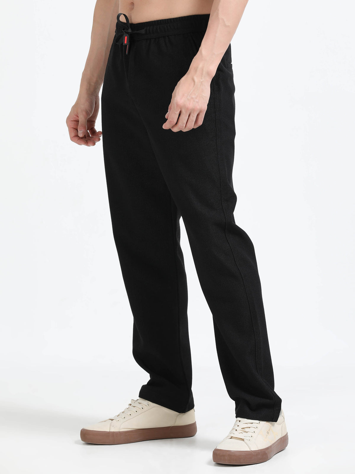 Men Lazy Linen Traveller Trouser-Black