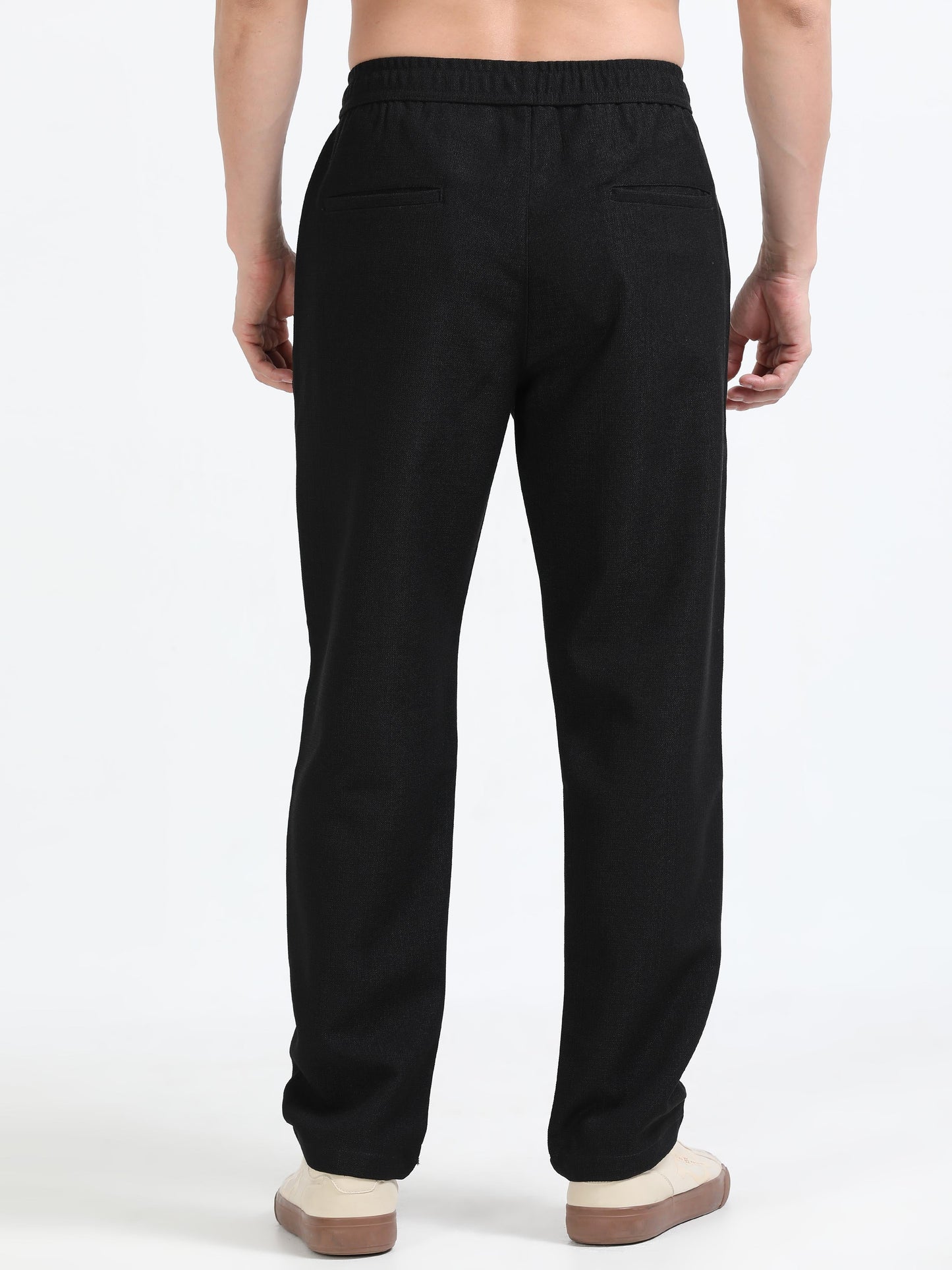 Men Lazy Linen Traveller Trouser-Black