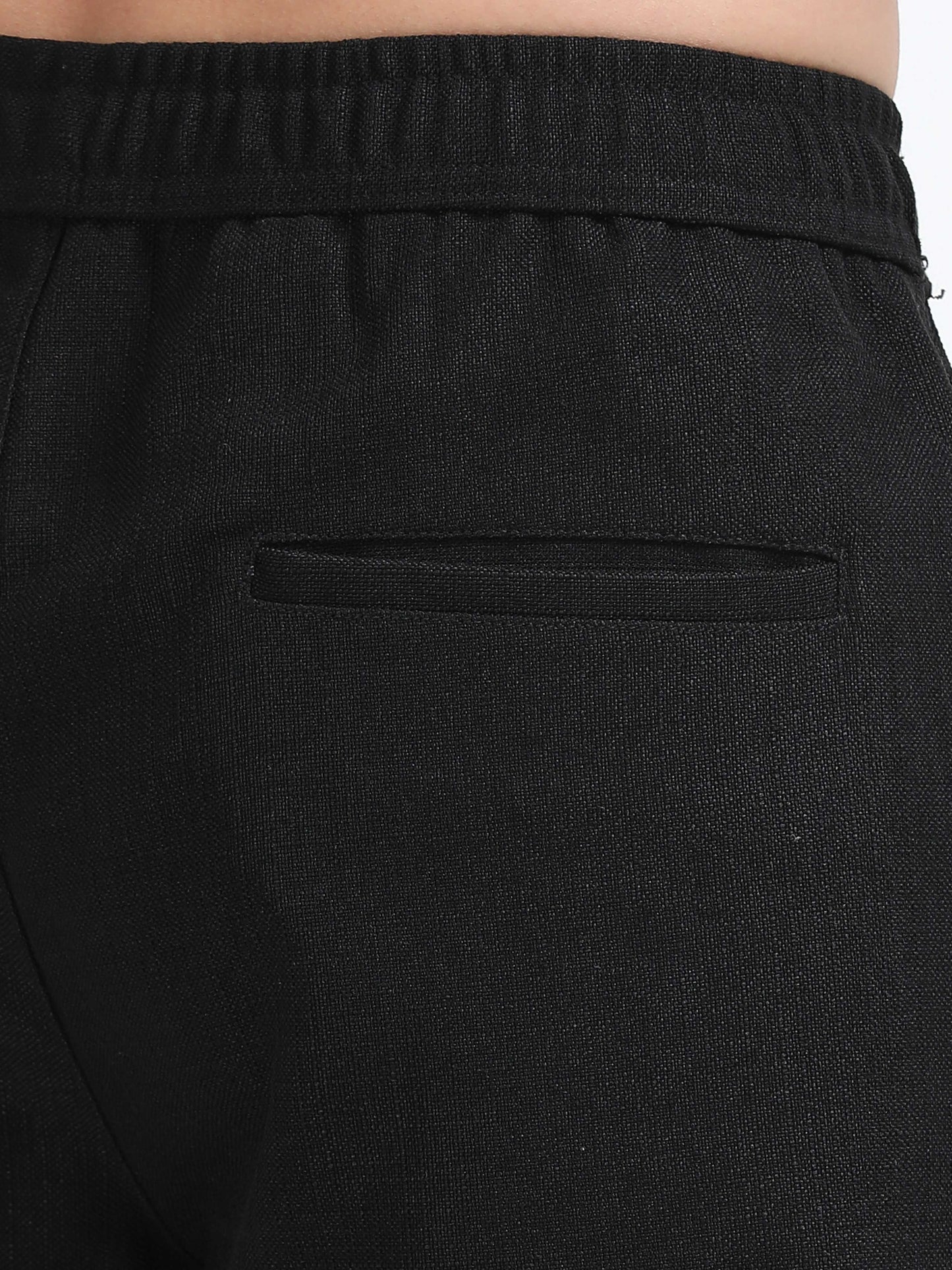 Men Lazy Linen Traveller Trouser-Black