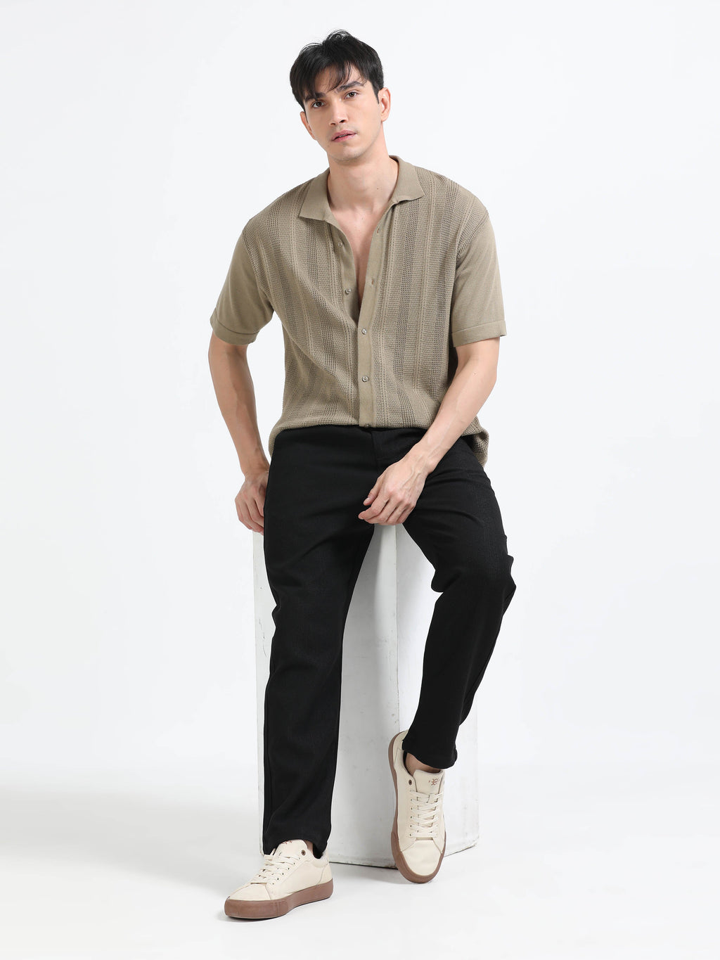 Men Lazy Linen Traveller Trouser-Black