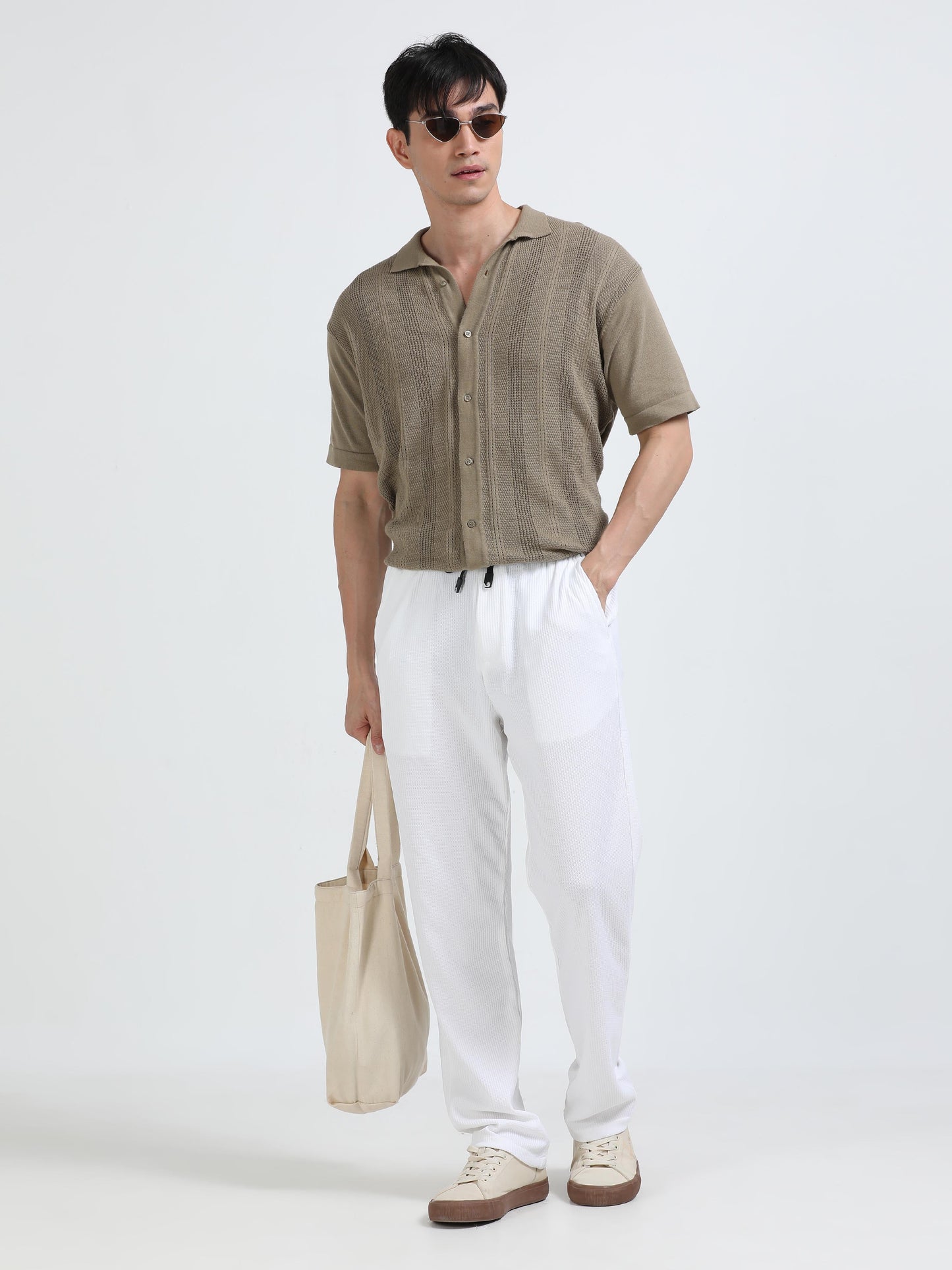 Men Popcorn Traveller Trouser-White