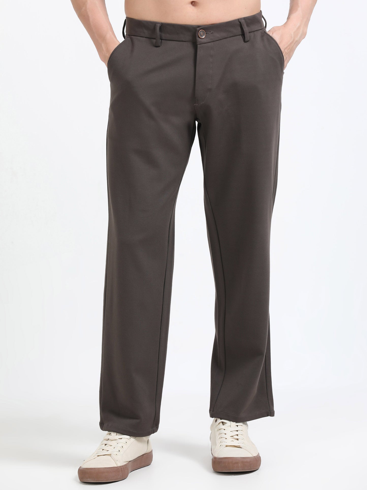 Men Tencil Leisure Trousers-Brown