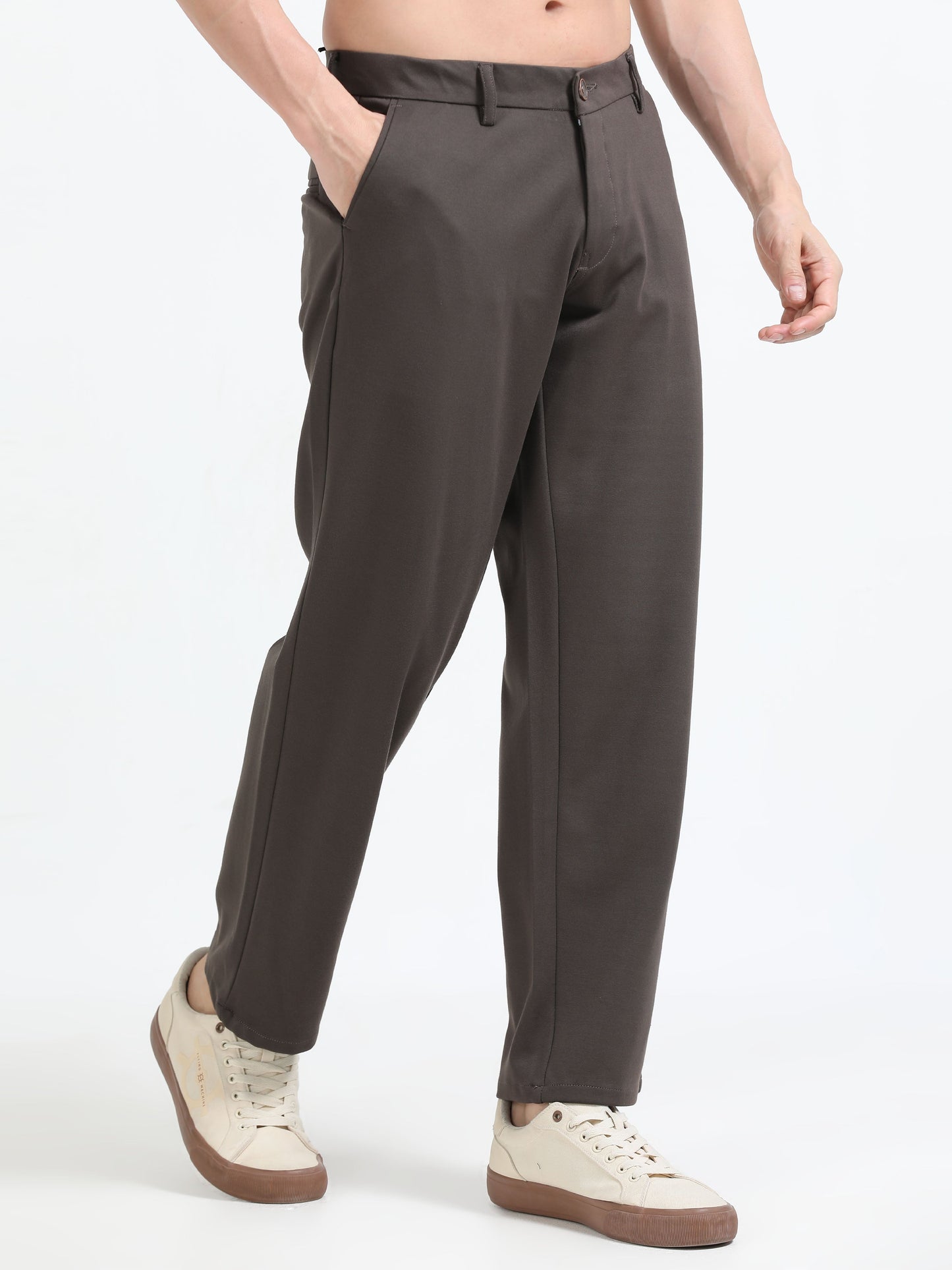 Men Tencil Leisure Trousers-Brown