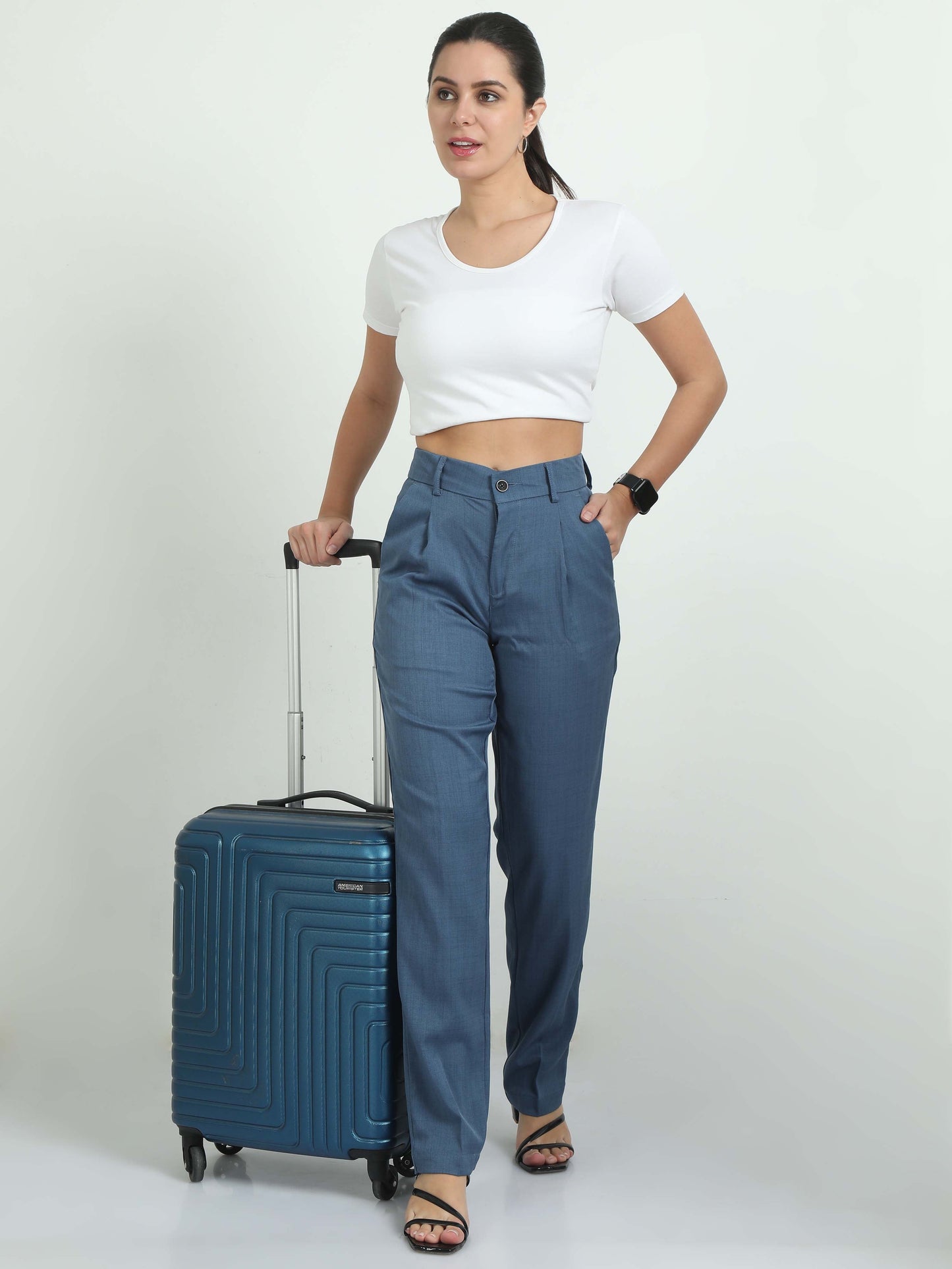 Women Bon Voyage Pleat Pant-Royal Blue
