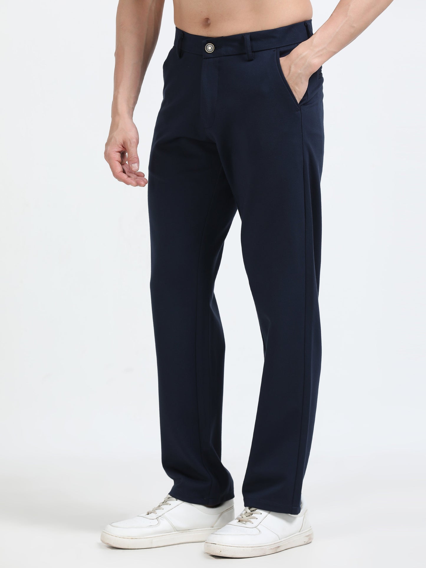 Men Tencil Leisure Trousers-Navy