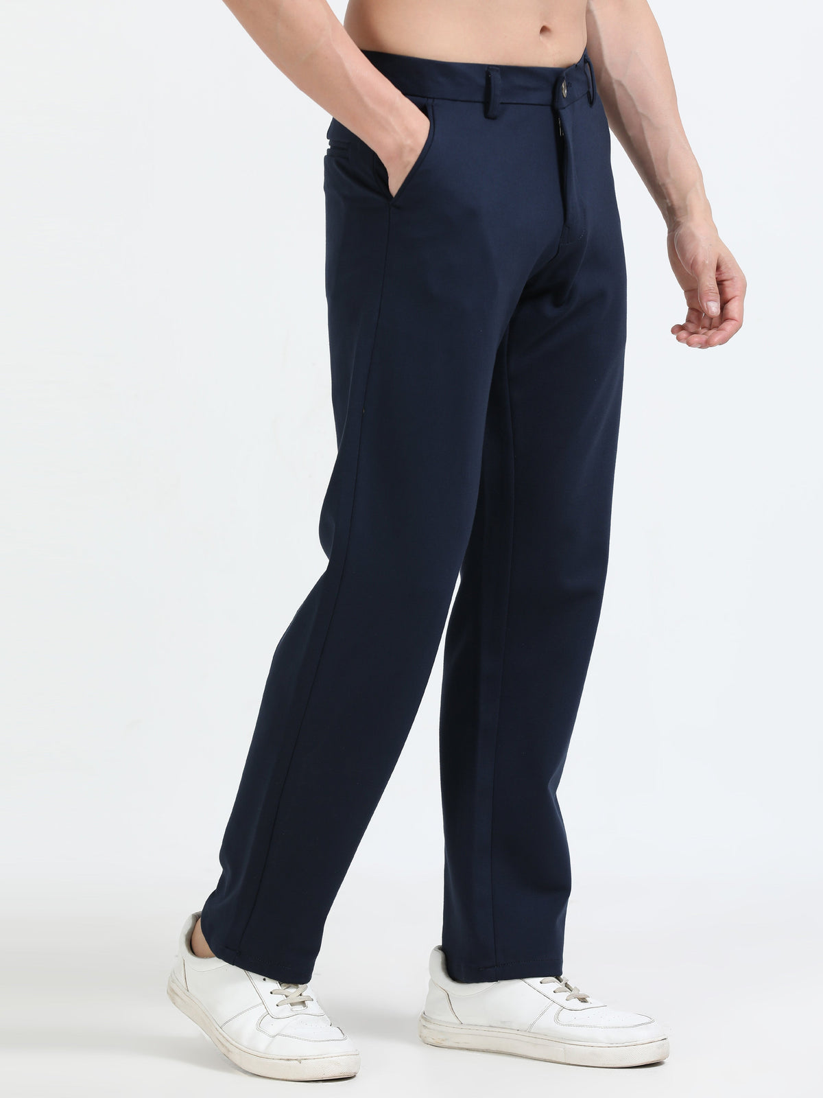 Men Tencil Leisure Trousers-Navy
