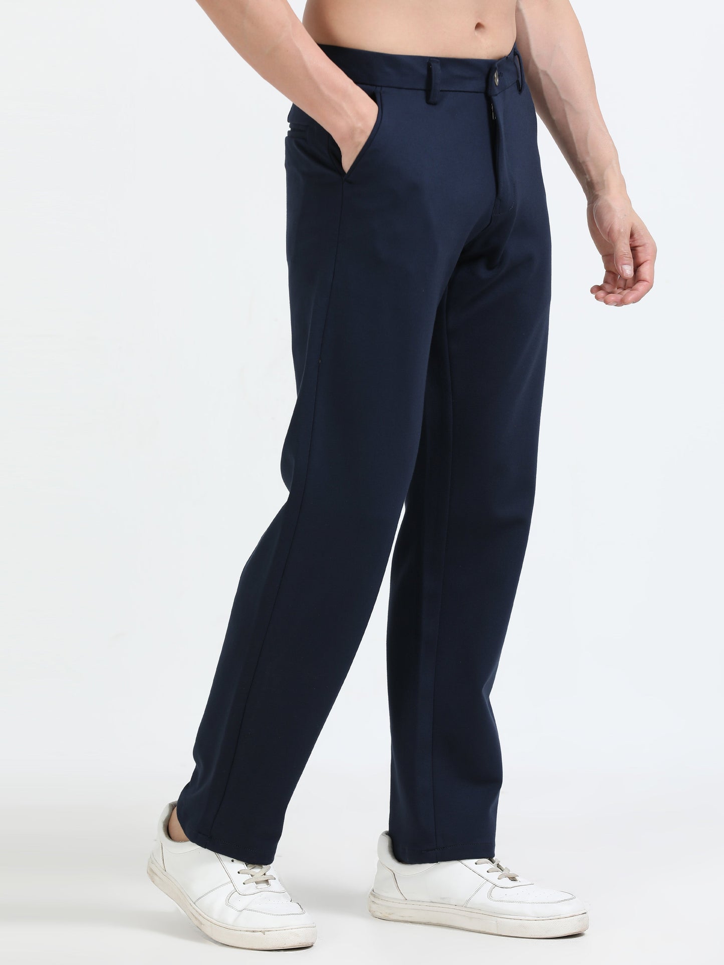 Men Tencil Leisure Trousers-Navy