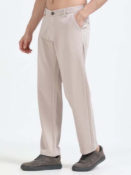 Men Tencil Leisure Trousers-Beige