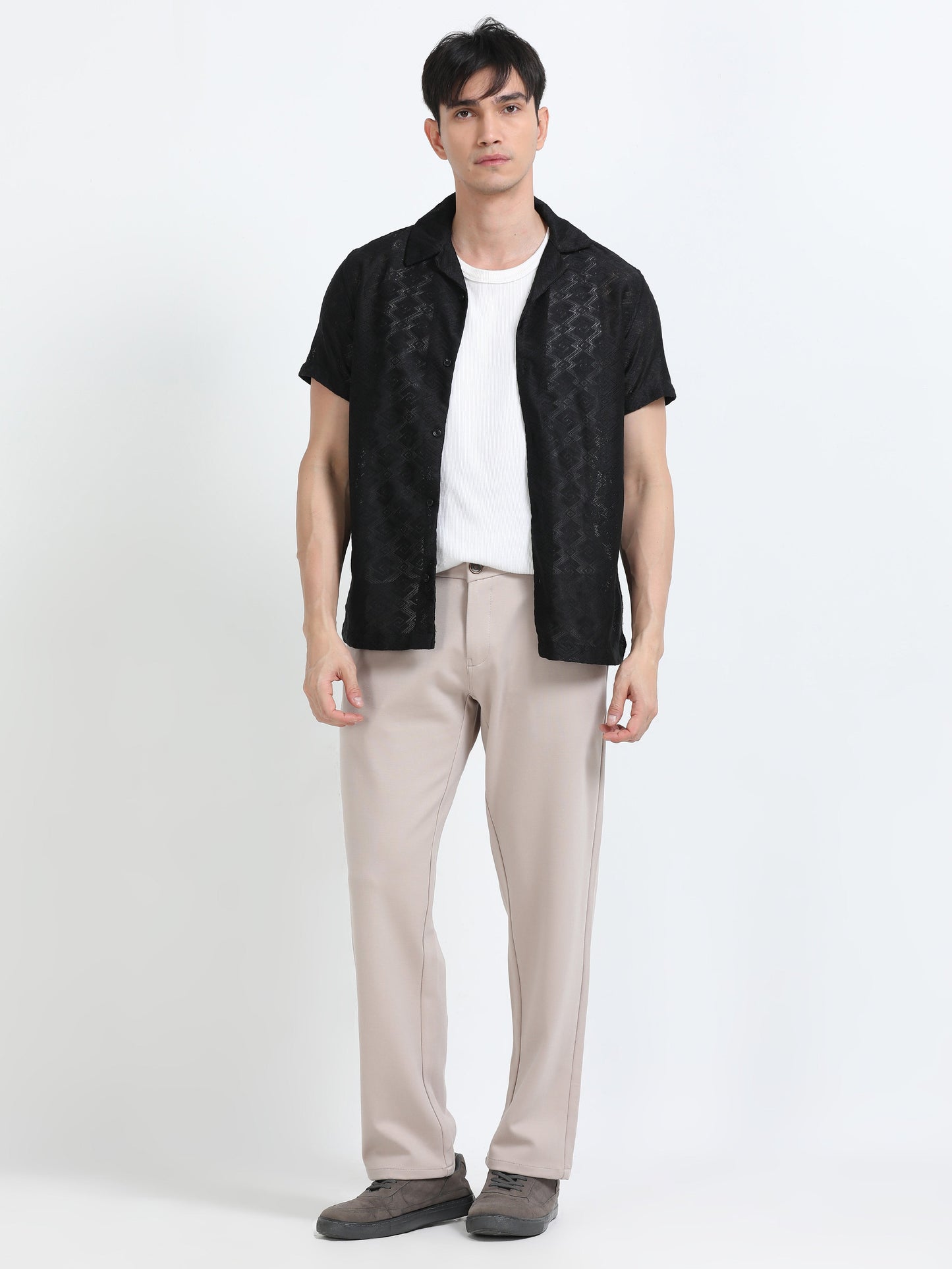 Men Tencil Leisure Trousers-Beige