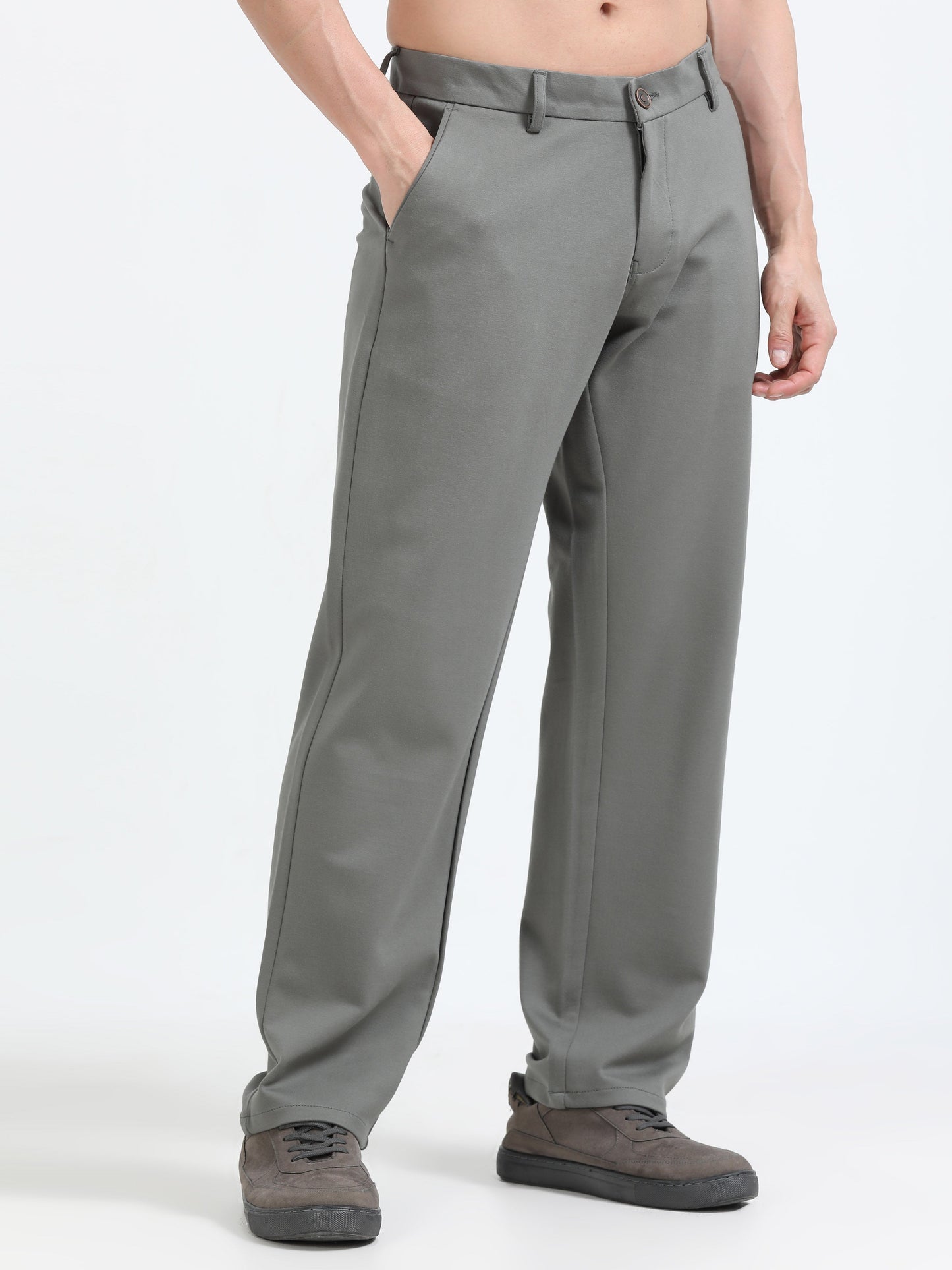 Men Tencil Leisure Trousers-Olive