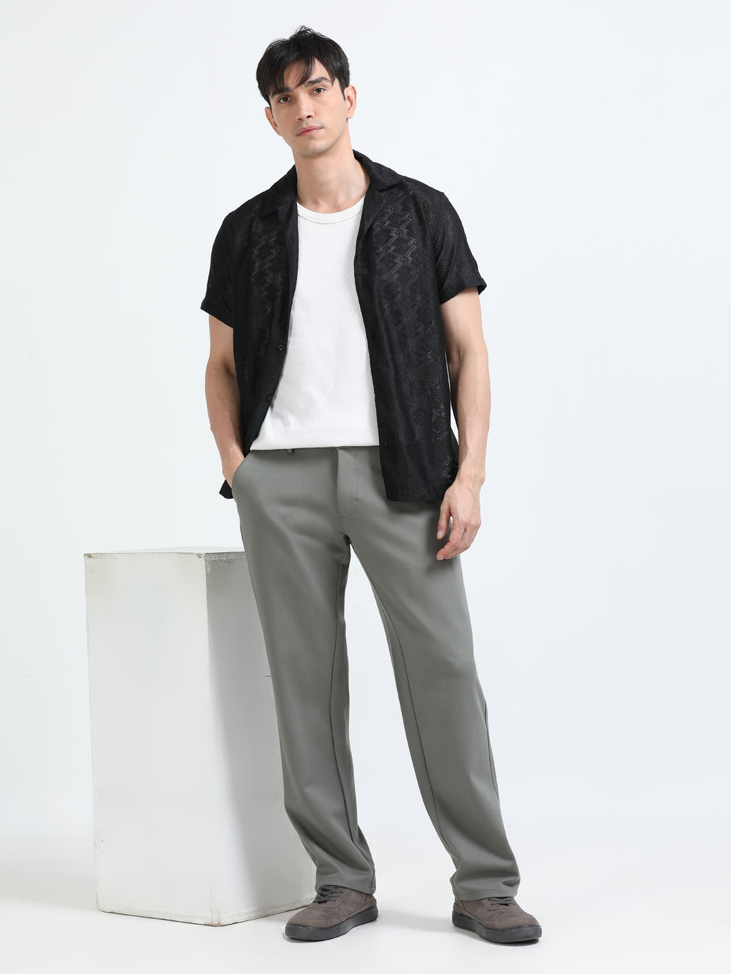 Men Tencil Leisure Trousers-Olive