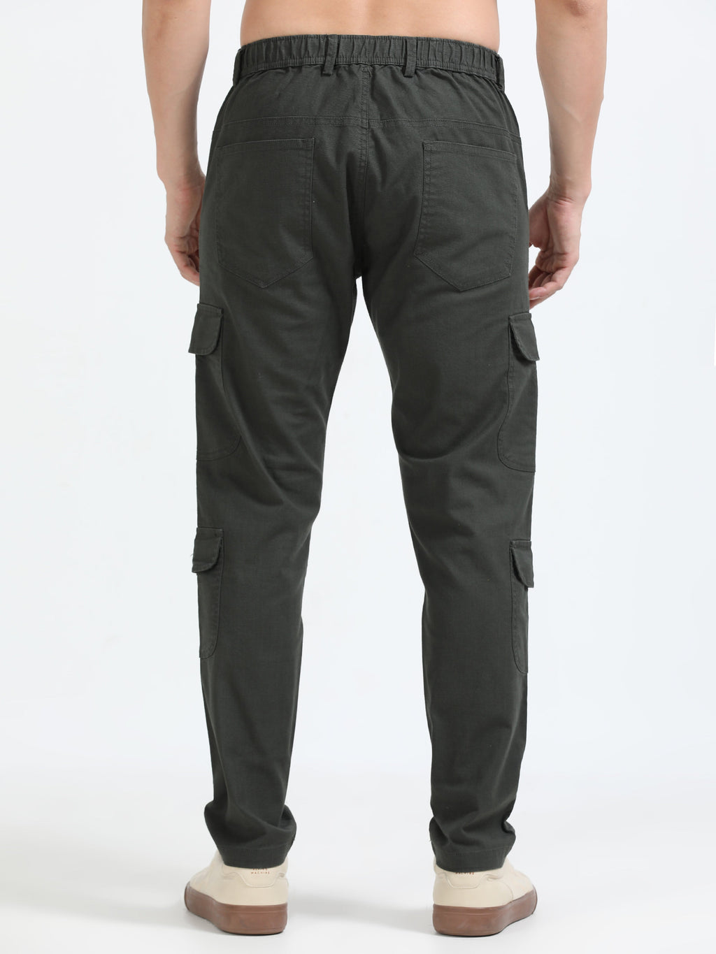Men Lazy Linen Utility Cargo-Olive