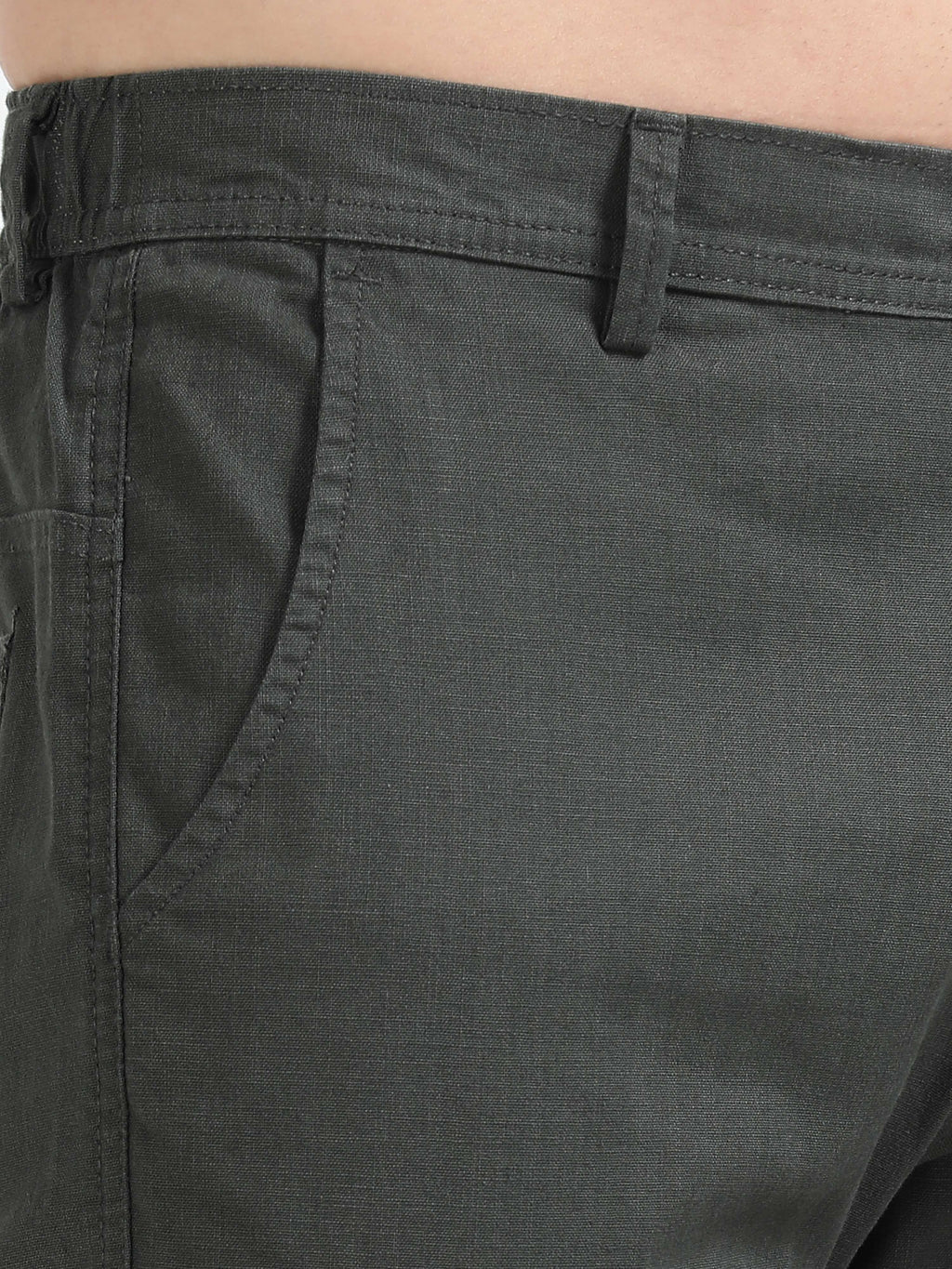 Men Lazy Linen Utility Cargo-Olive