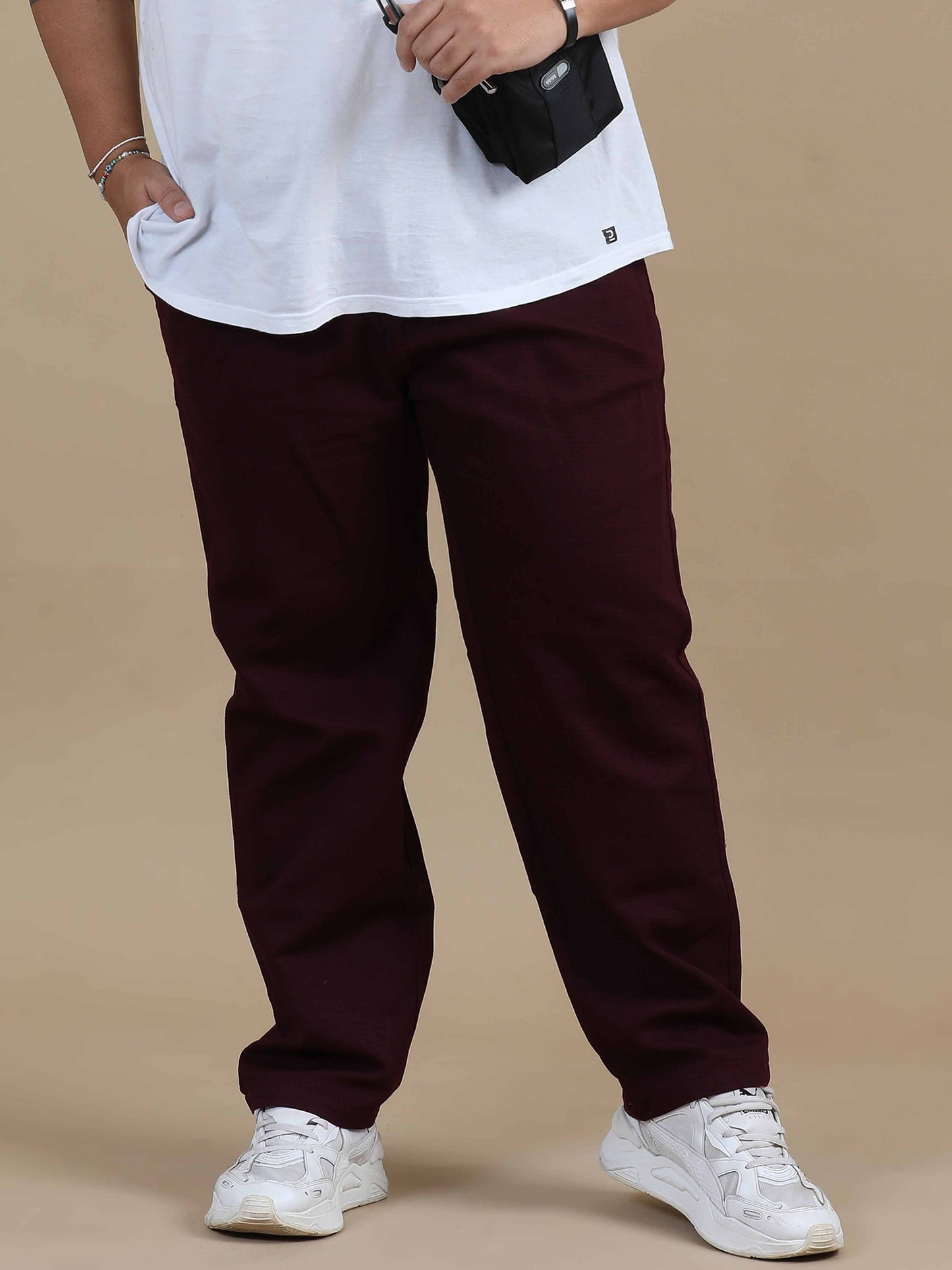 Plus Size Relaxed Fit Trouser-Seal Brown