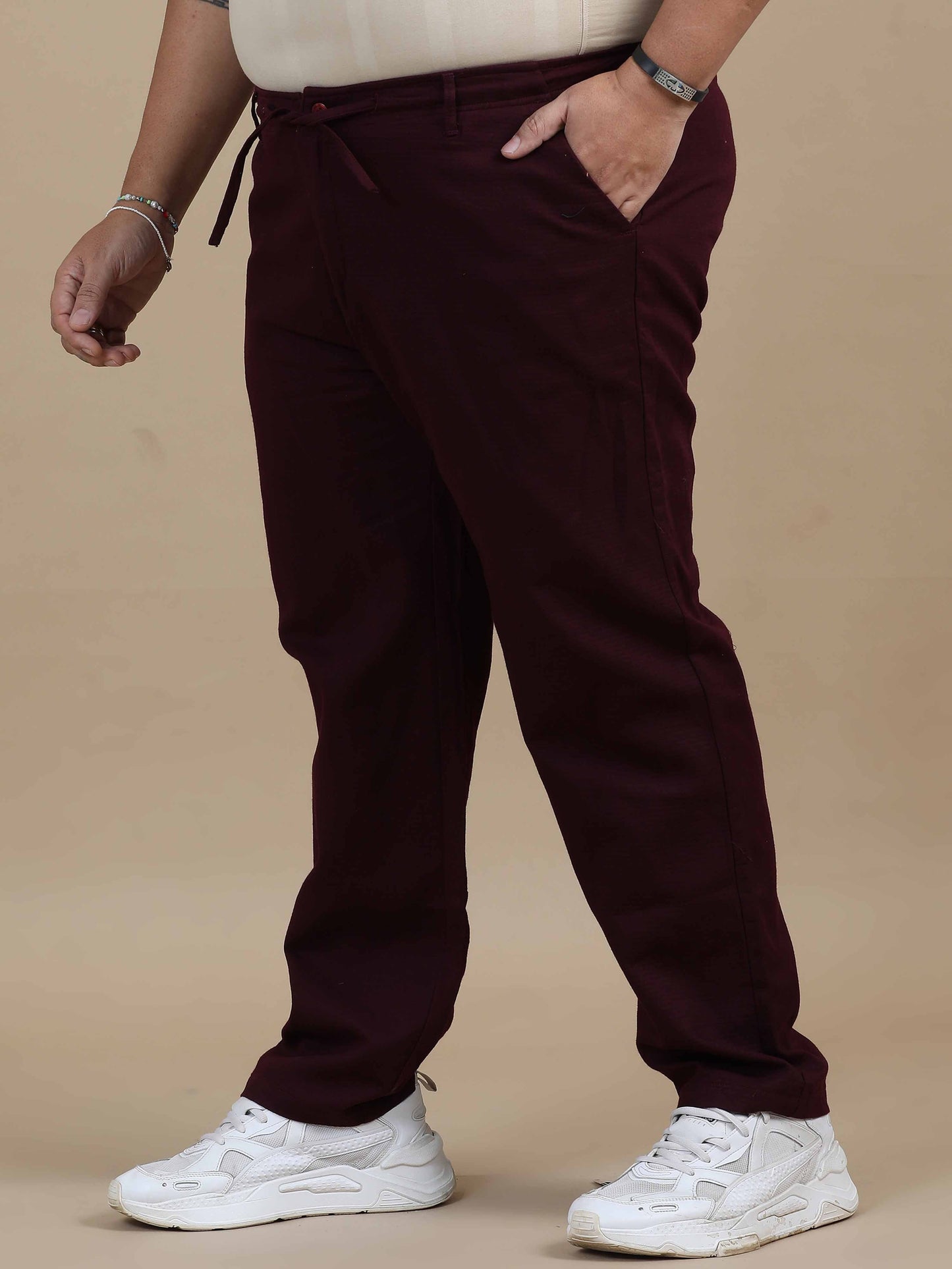 Plus Size Relaxed Fit Trouser-Seal Brown