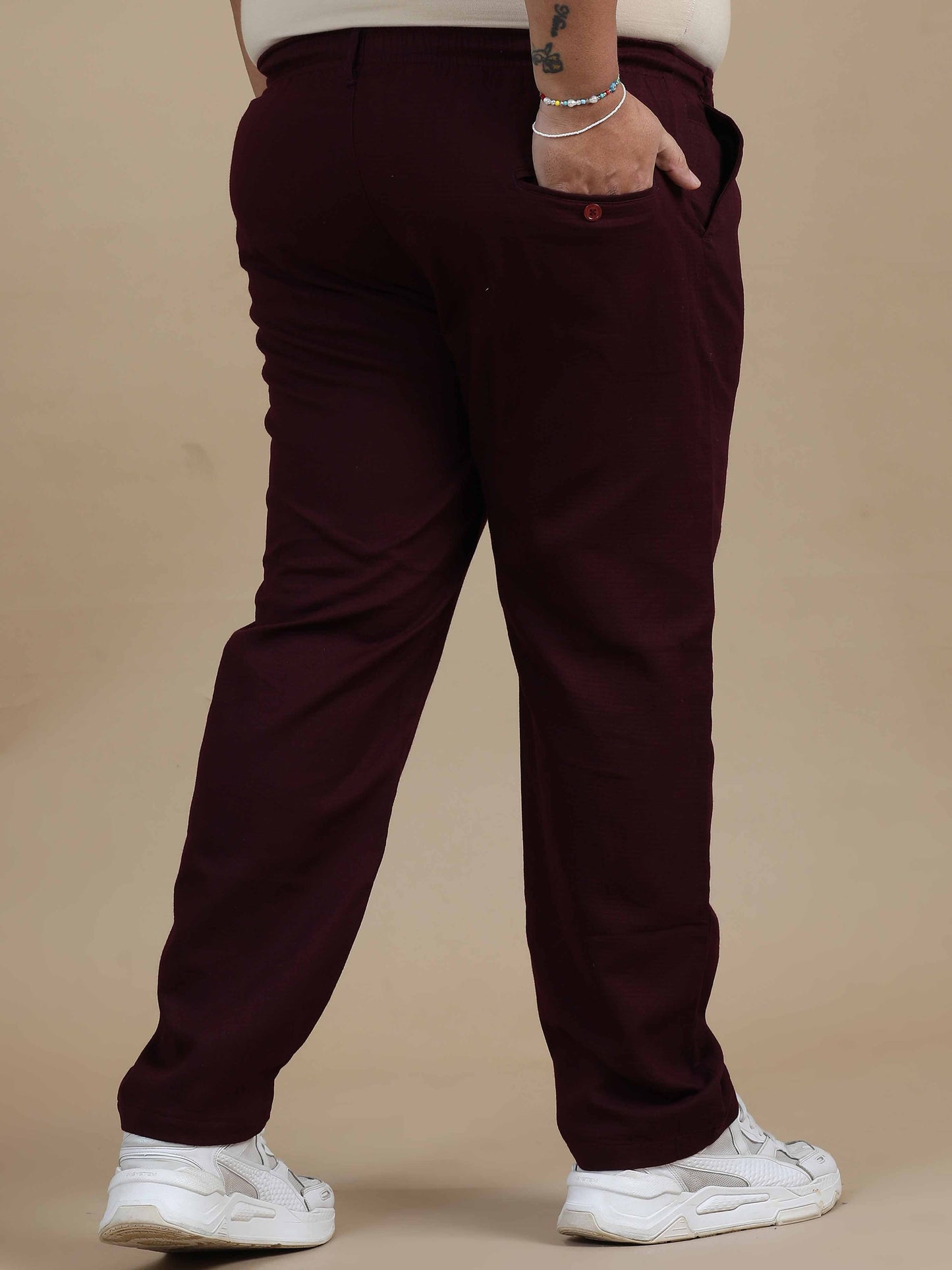 Plus Size Relaxed Fit Trouser-Seal Brown