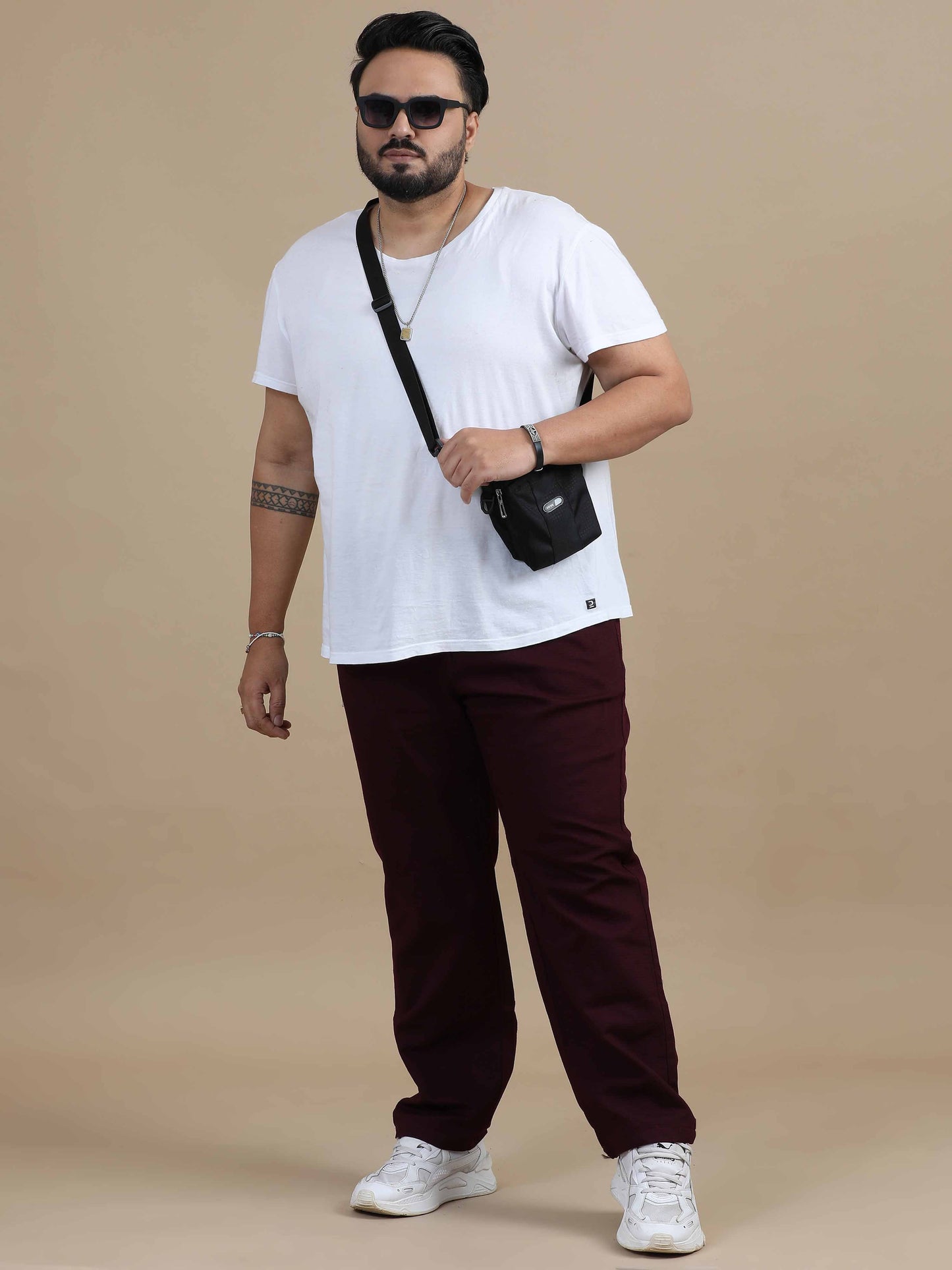 Plus Size Relaxed Fit Trouser-Seal Brown