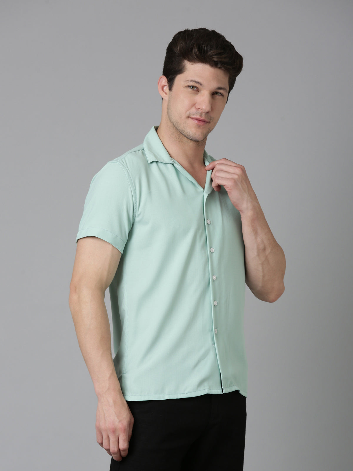 Men Hippie Oversized Shirt-Mint