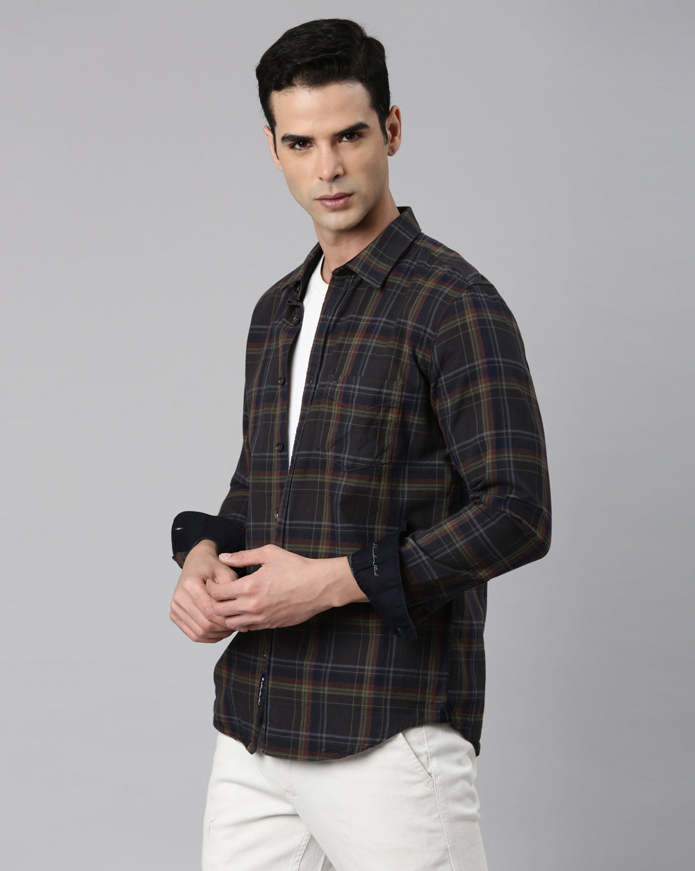 Sway Olive Checkered Shirt