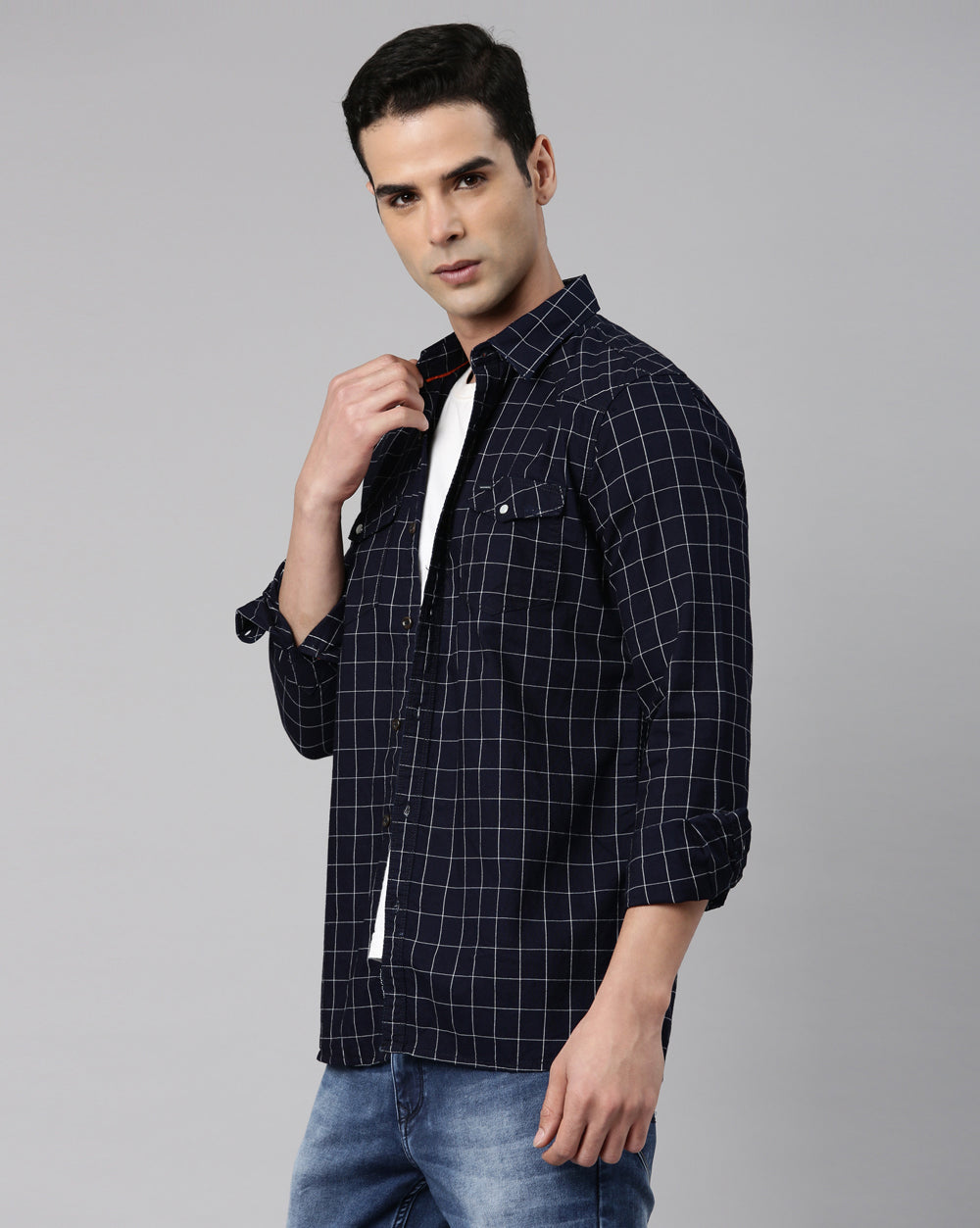 Swing Indigo Navy Checkered Shirt