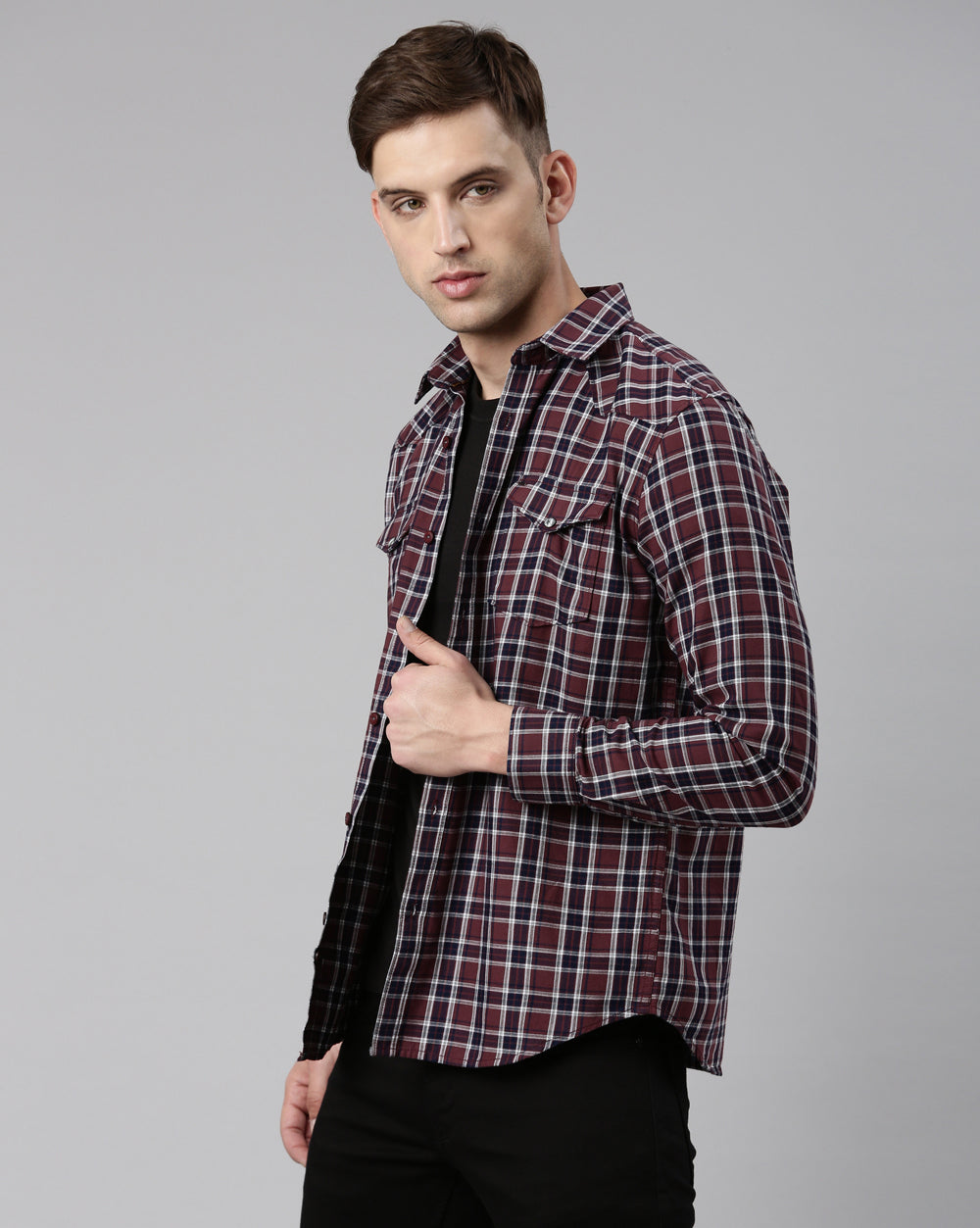 Swing Maroon Indigo Checkered Shirt