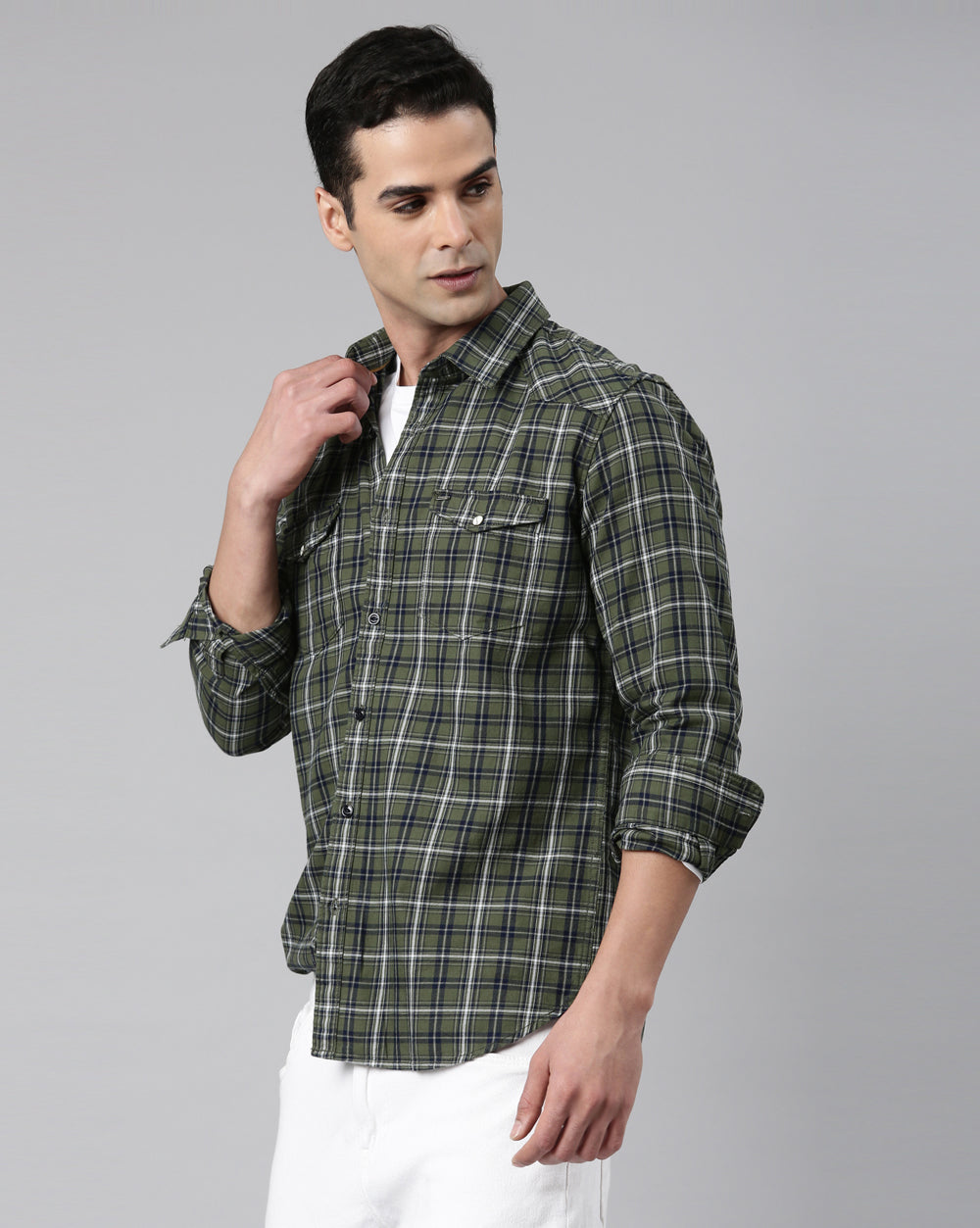 Swing Forever Olive Checkered Shirt