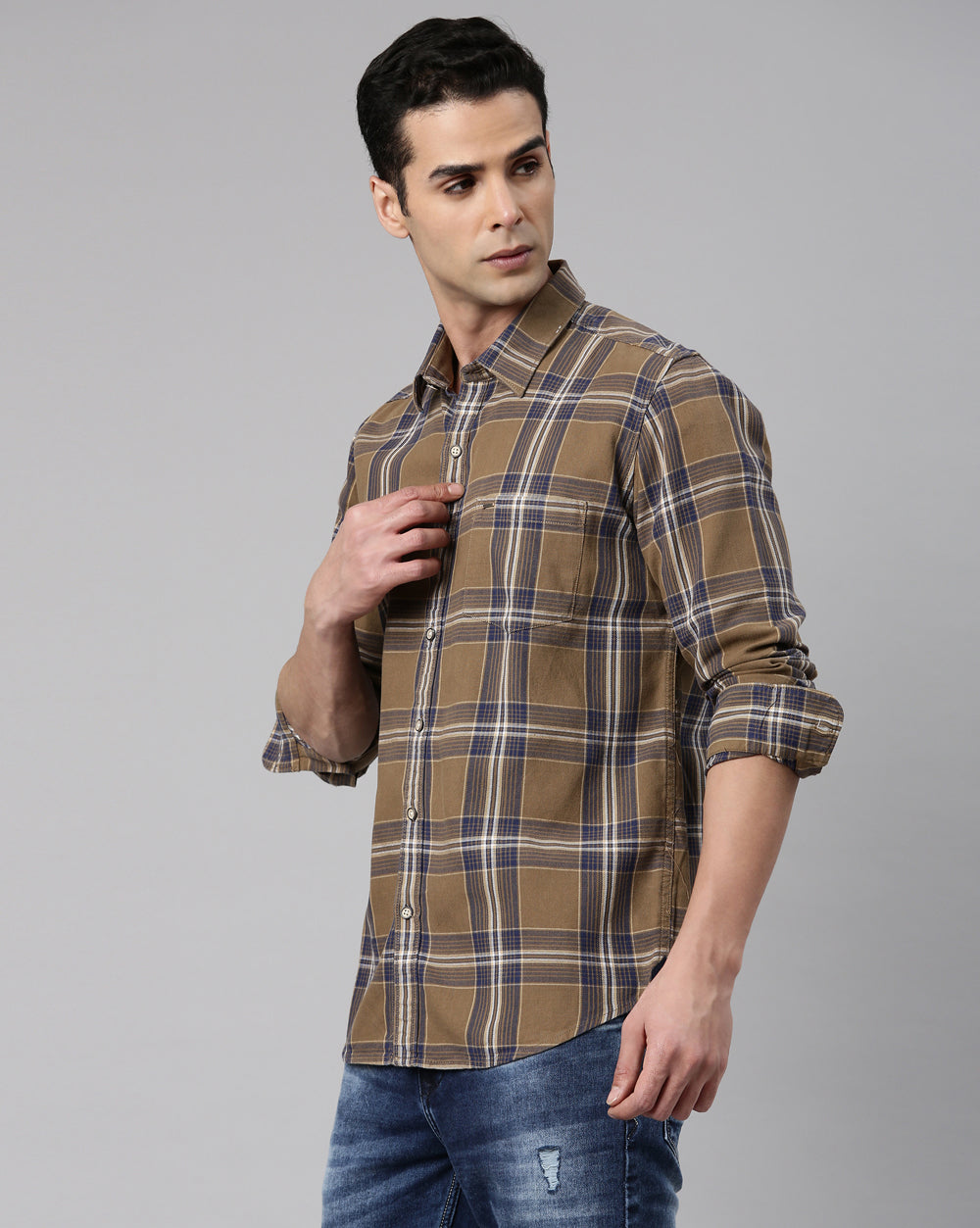 Sway Khaki Checkered Shirt