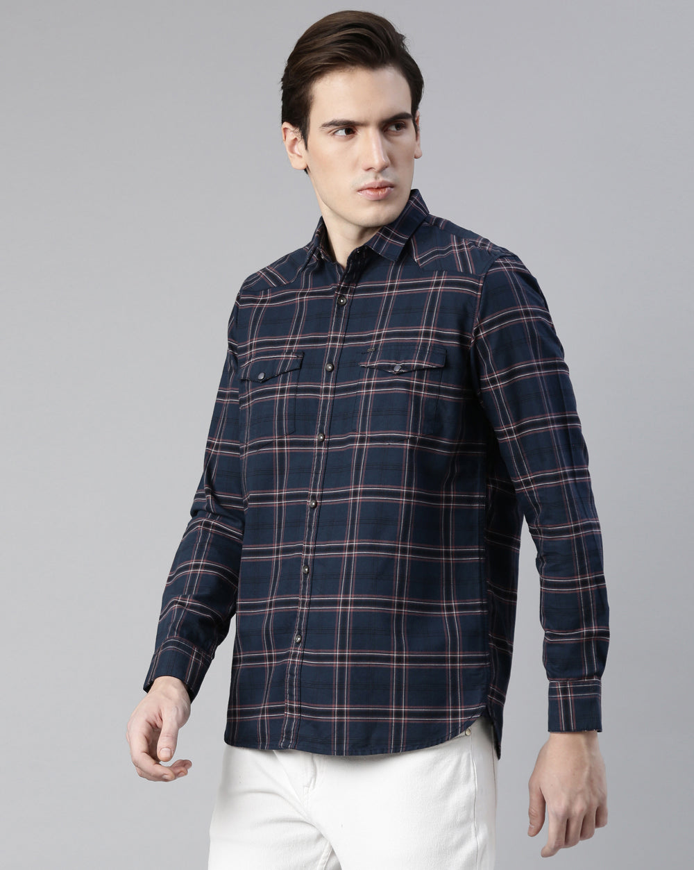 Swing Blue Windowpane Checkered Shirt