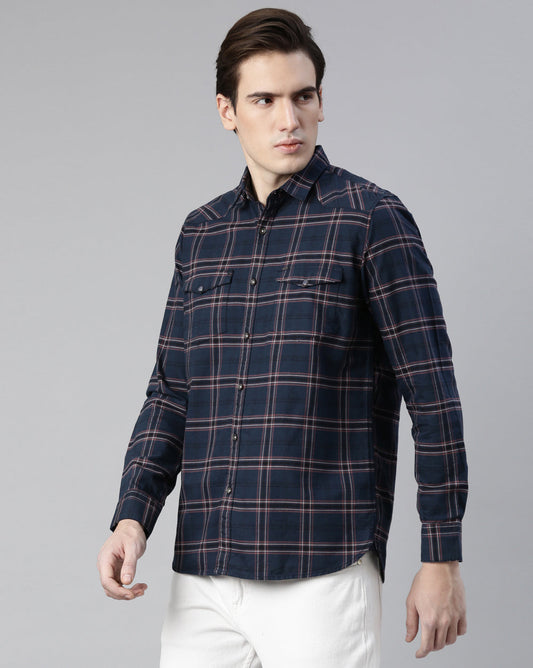 Swing Blue Windowpane Checkered Shirt