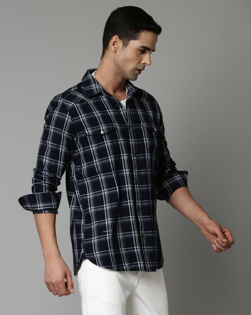 Swing Dark Blue Checkered Shirt