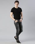 Distressed Dark Grey Denim