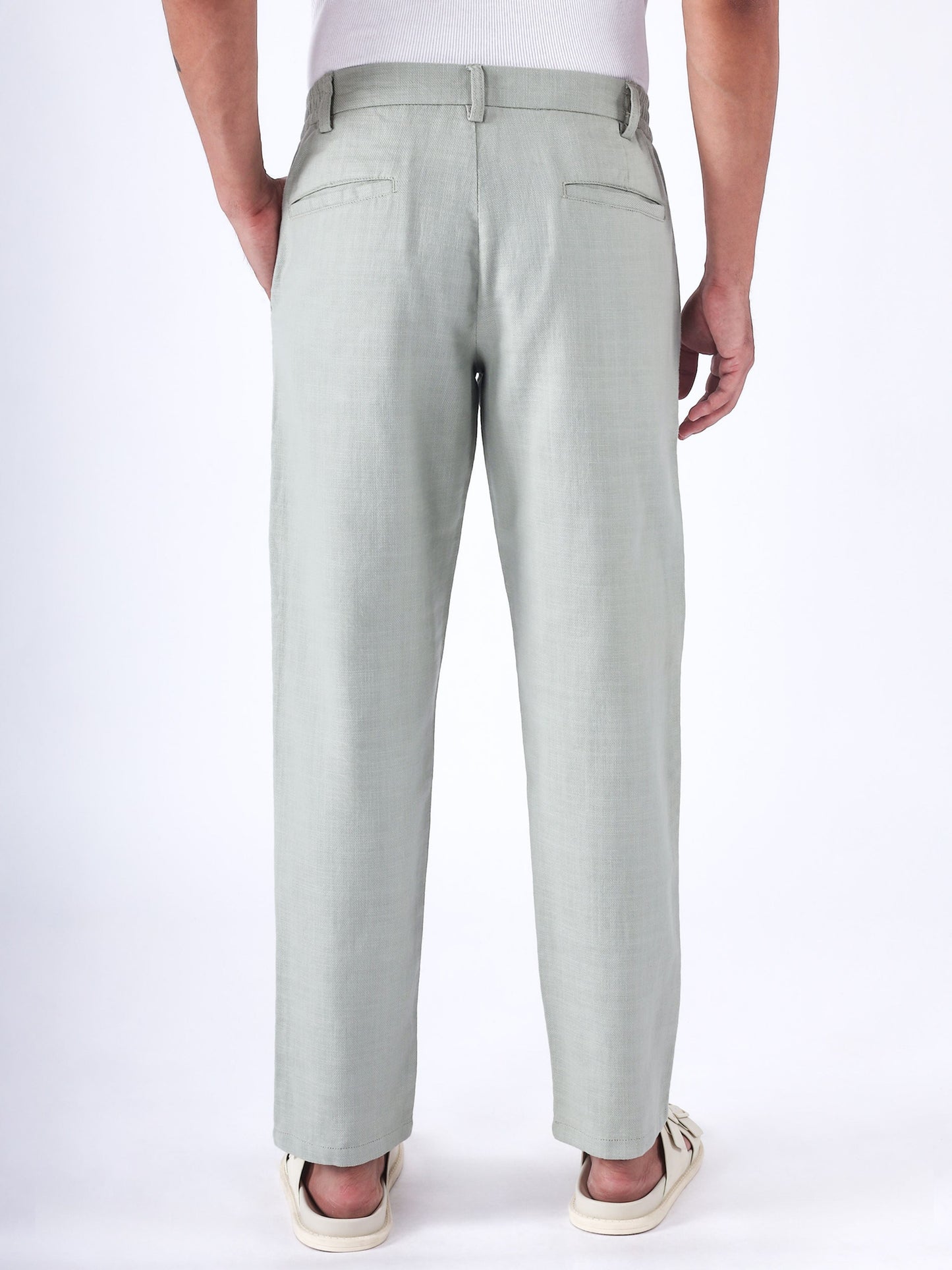 Premium Knitted Tailored Trousers In Green