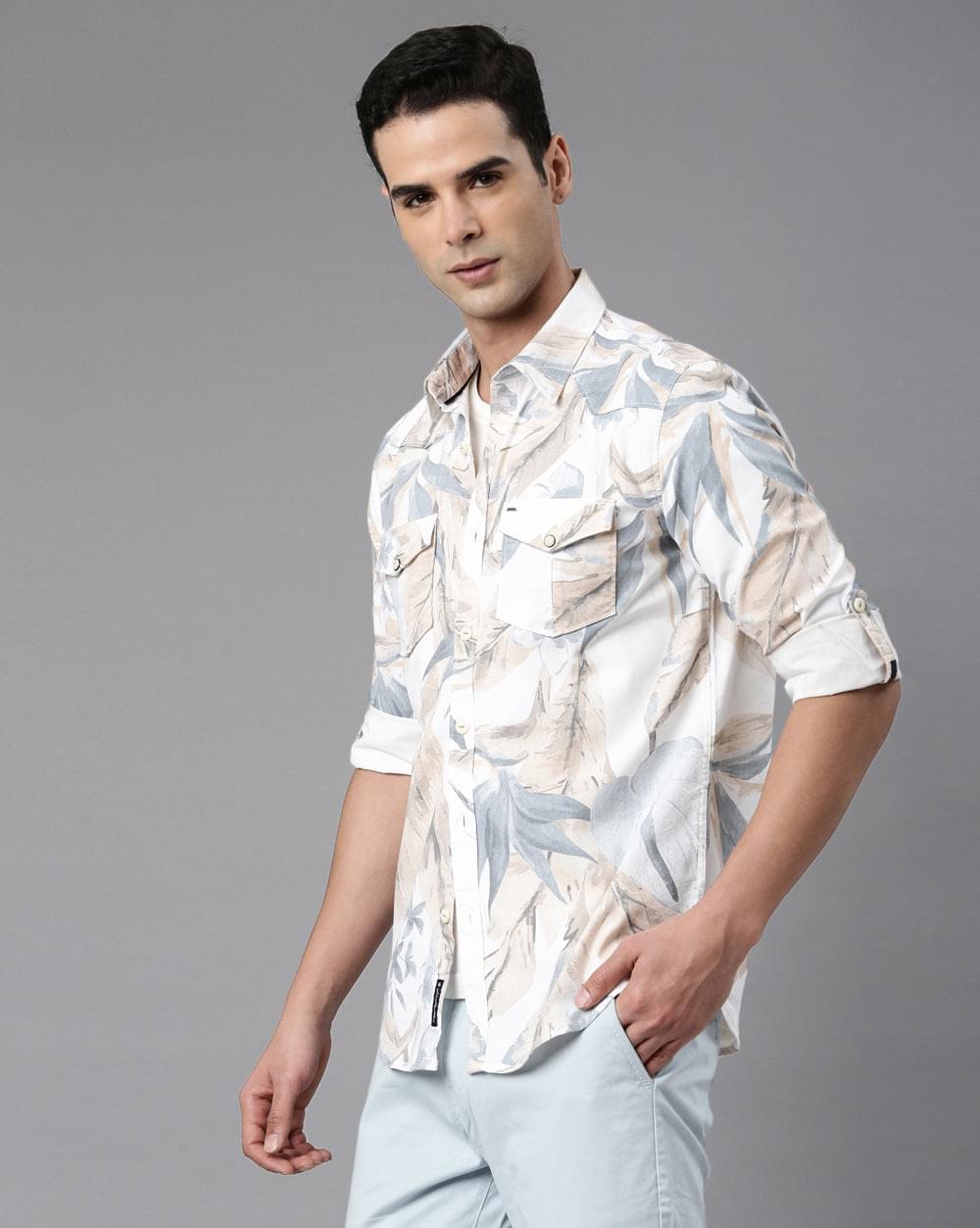 Blue & Beige Printed Shirt