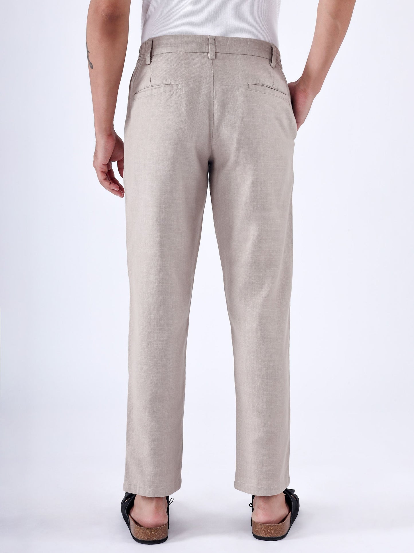 Premium Knitted Tailored Trousers In Cream