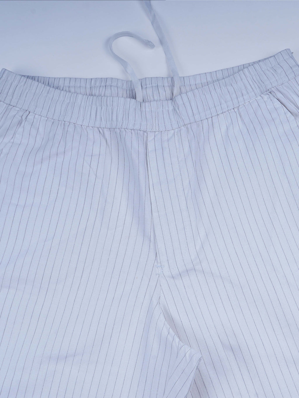 Relaxed Striped White Cotton Pants