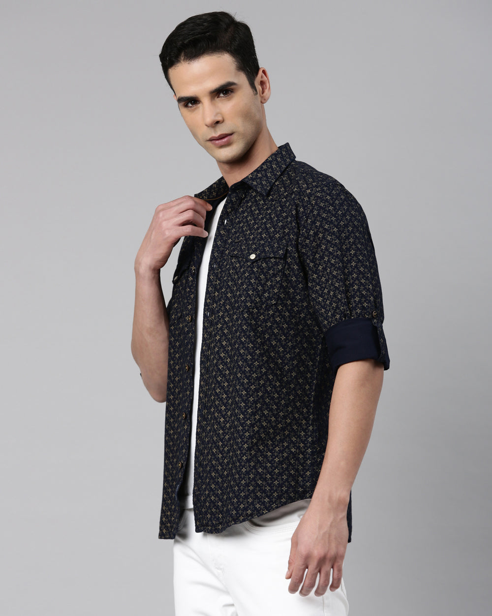 Indigo Slim Fit Printed Shirt