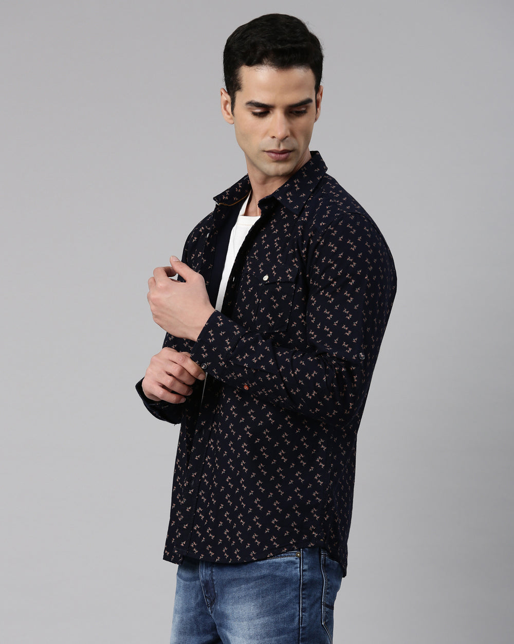 Men's Indigo Printed Shirt