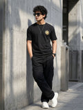 Black Round Neck Bio Wash Single Jersey