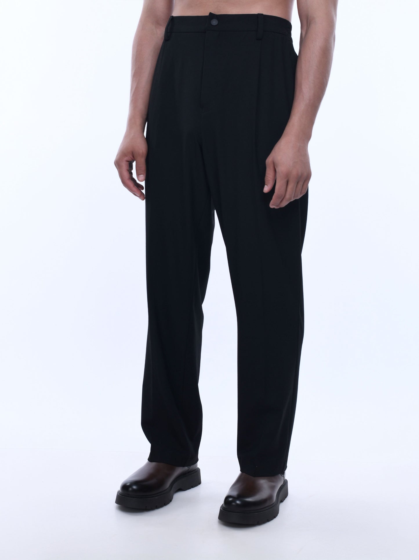 Soft Handle Relaxed Black Trousers