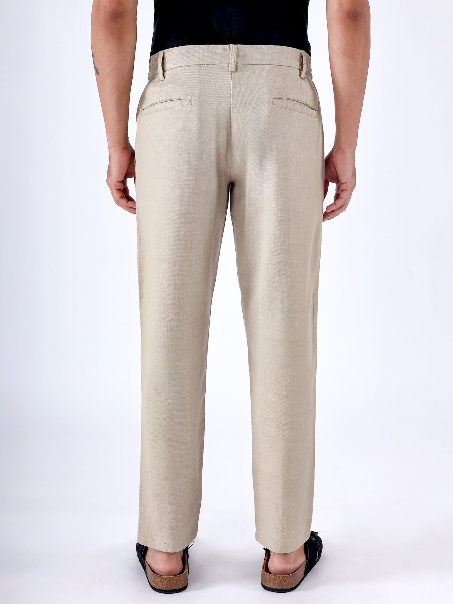 Premium Knitted Tailored Trousers In Beige