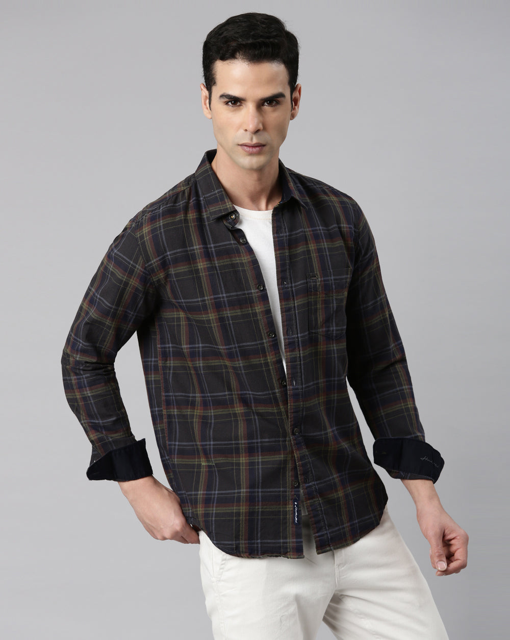 Sway Olive Checkered Shirt