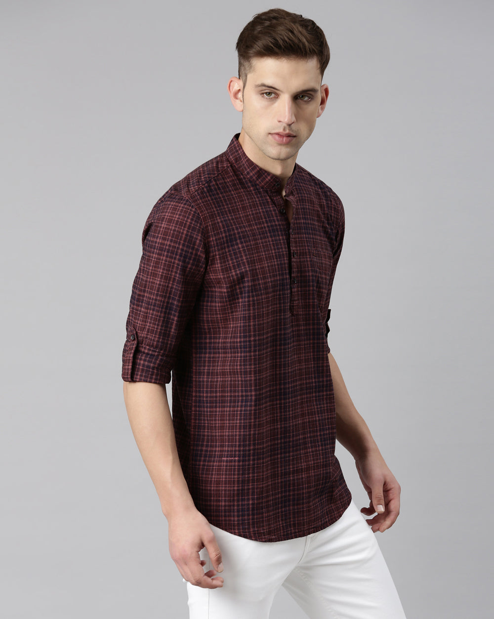 Checkered Kurta Indigo Rust