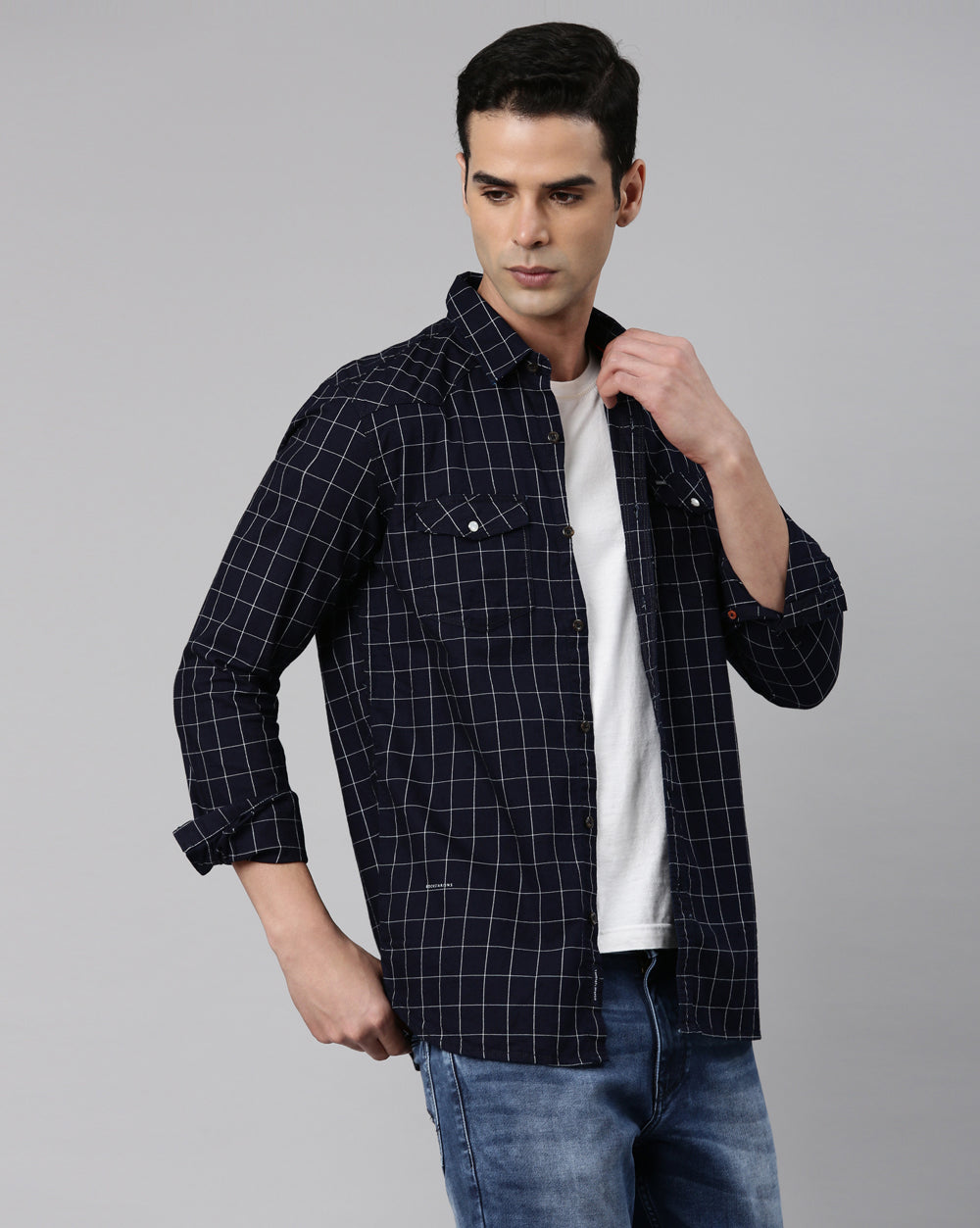 Swing Indigo Navy Checkered Shirt