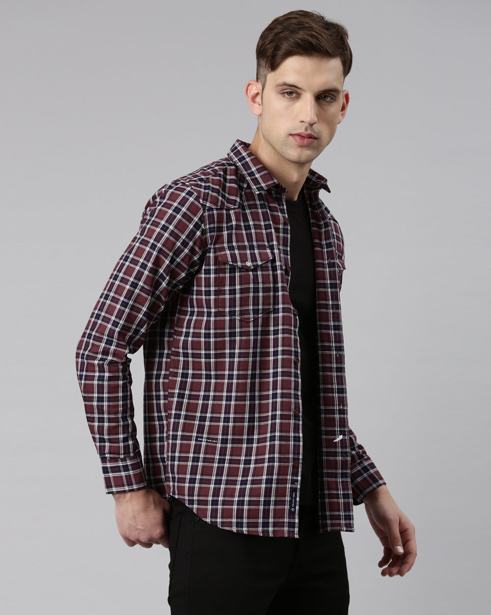 Swing Maroon Indigo Checkered Shirt