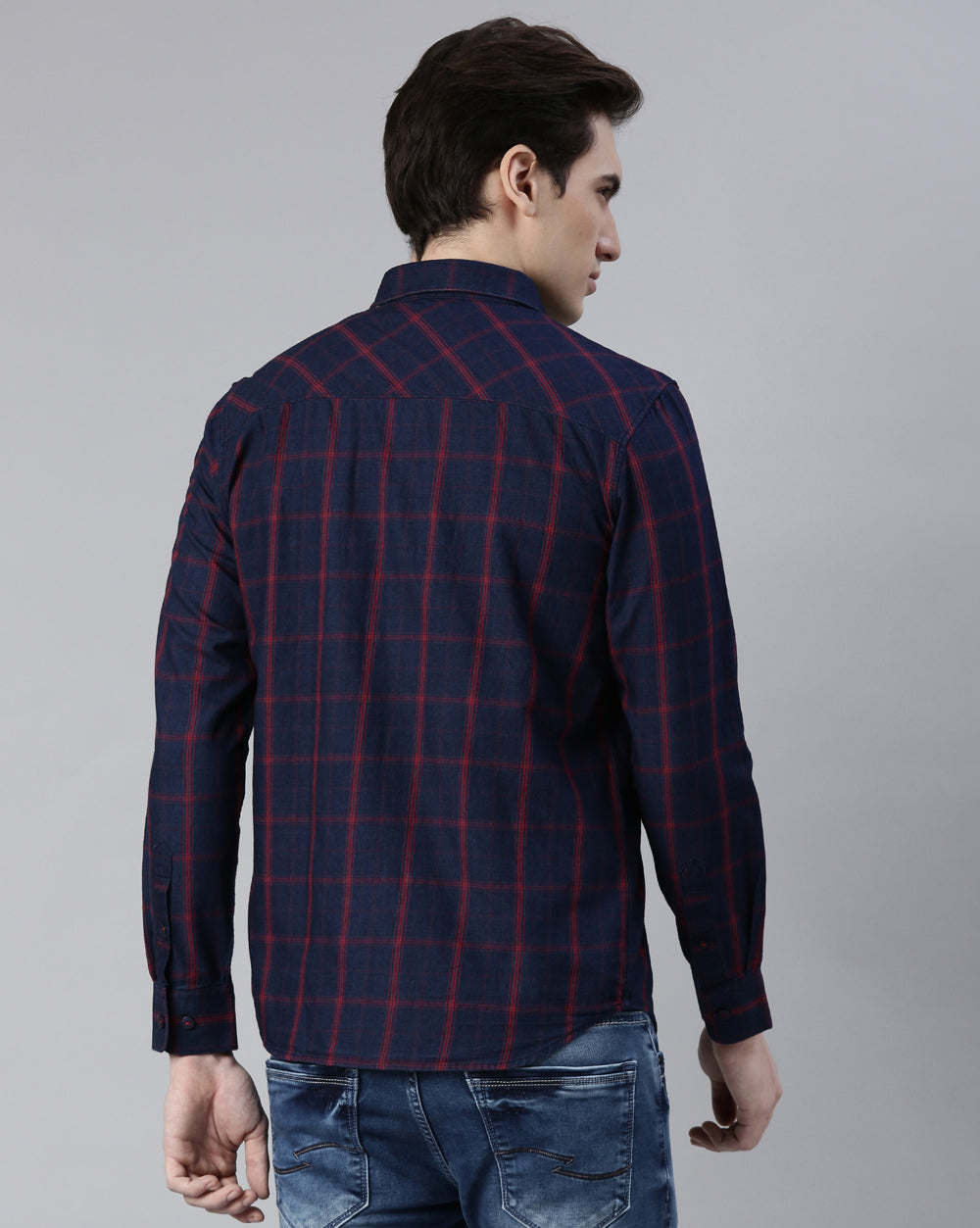 Swing Denim Blue Checkered Shirt