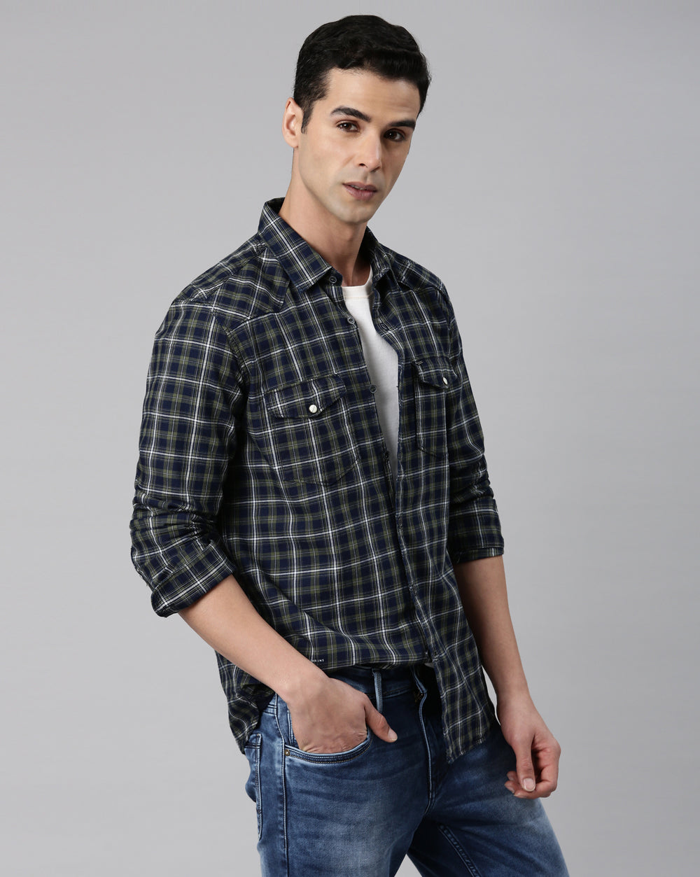 Swing Olive Plaid Shirt