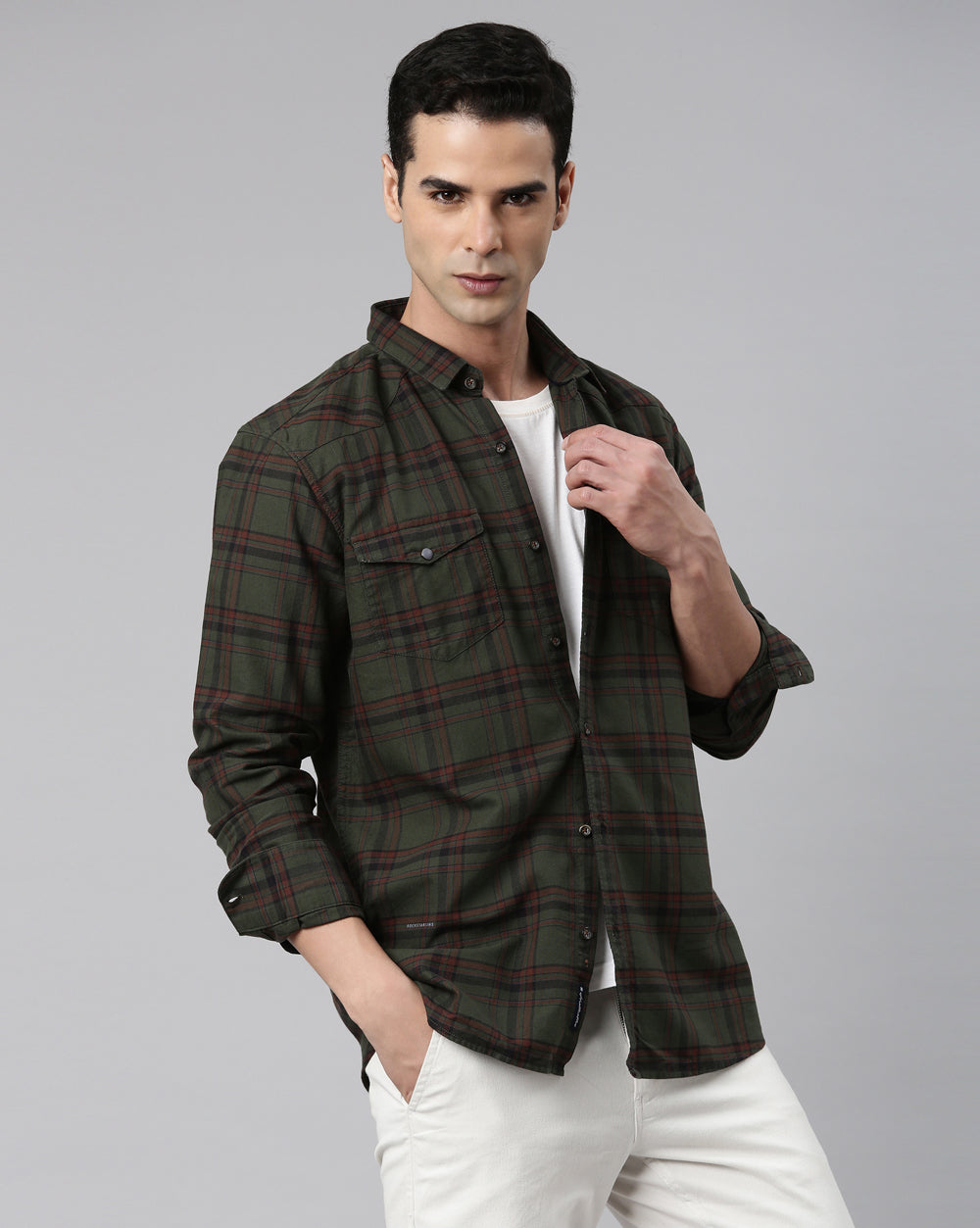 Swing Olive Plaid Shirt