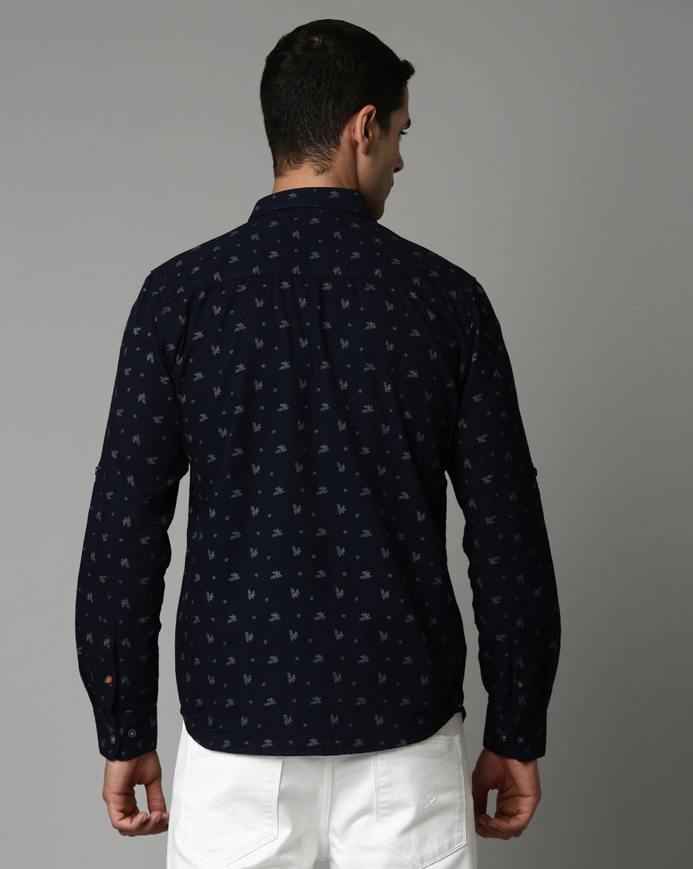 Indigo Double Pocket Denim Printed Shirt