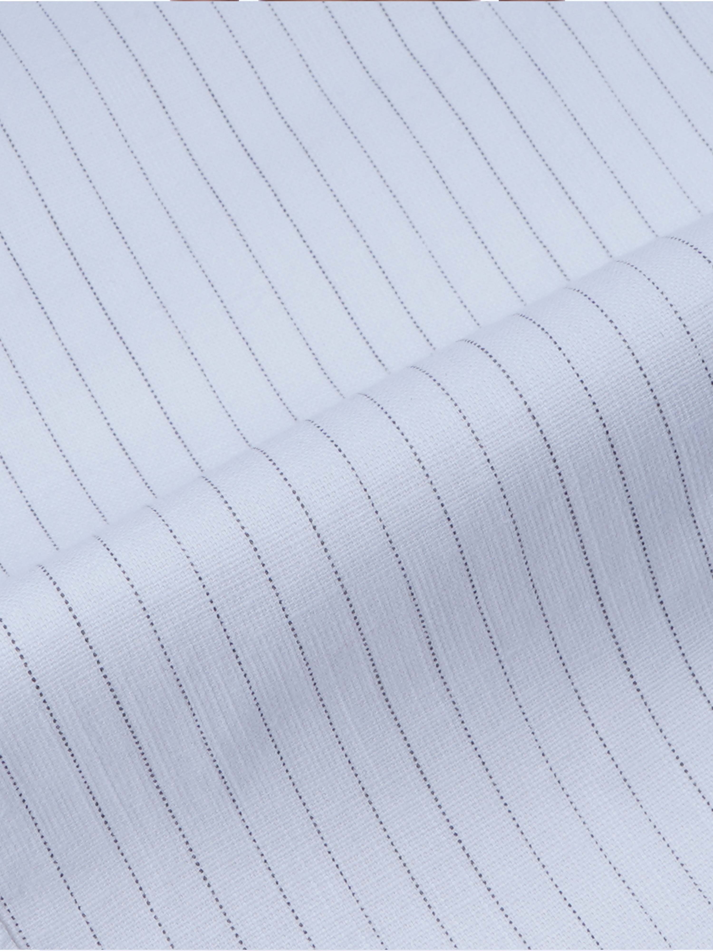 Relaxed Striped White Cotton Pants