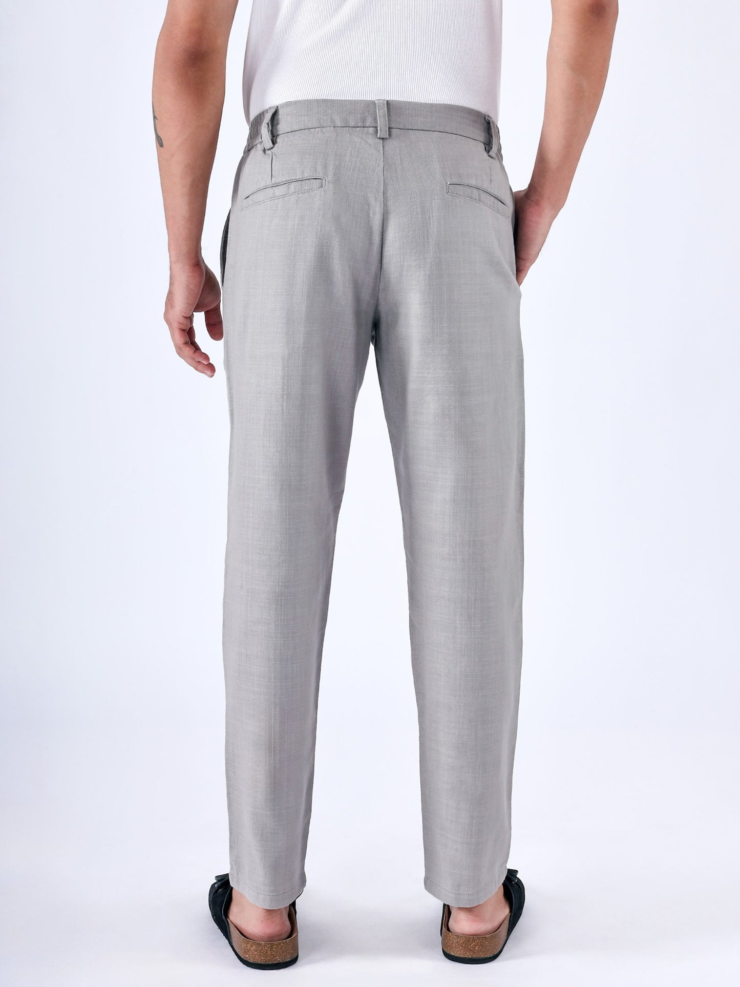 Premium Knitted Tailored Trousers In Grey